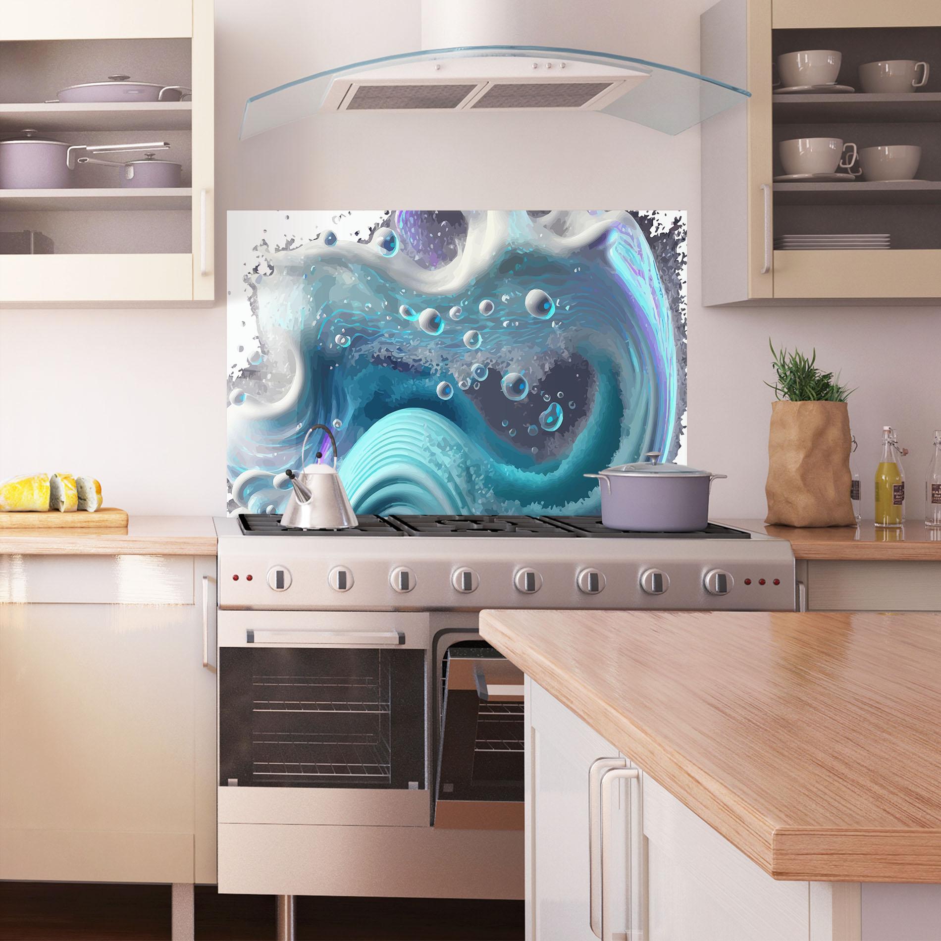 Panou Sticla Bucatarie Blue Purple Water mockup 1
