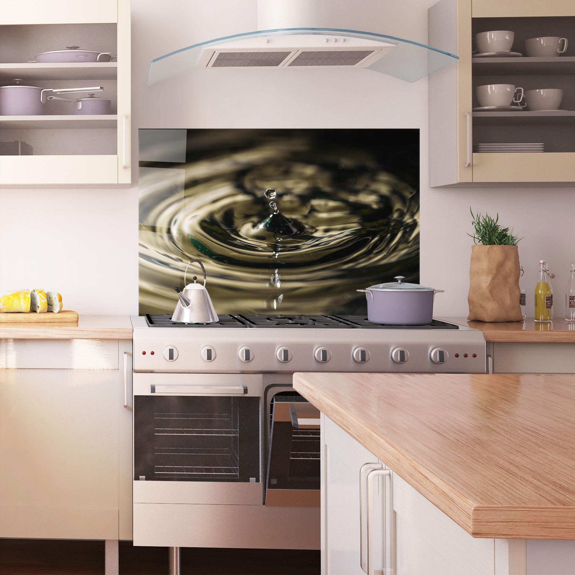 Panou Sticla Bucatarie Brown Water Drop mockup 1