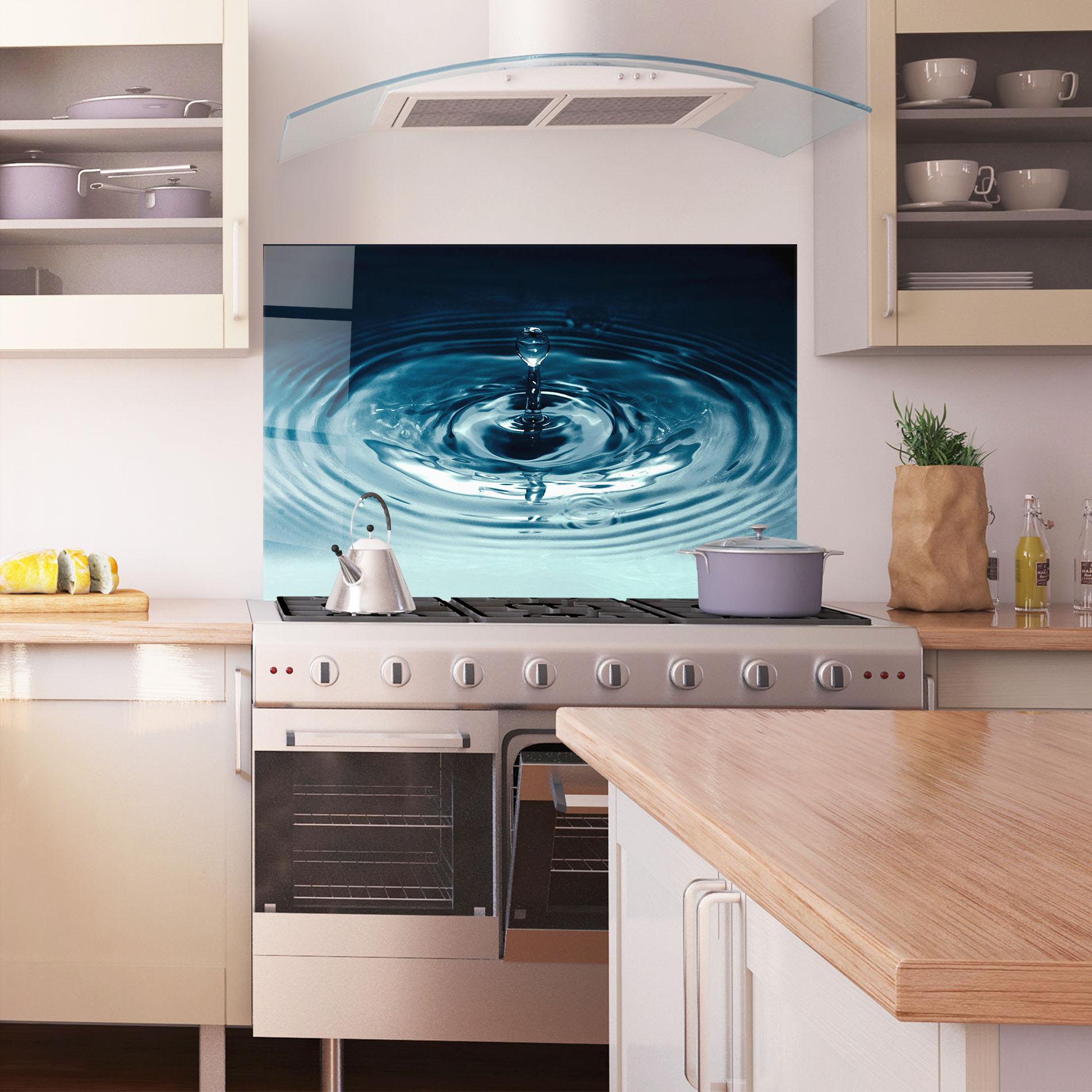 Panou Sticla Bucatarie Dark Blue Drop mockup 1