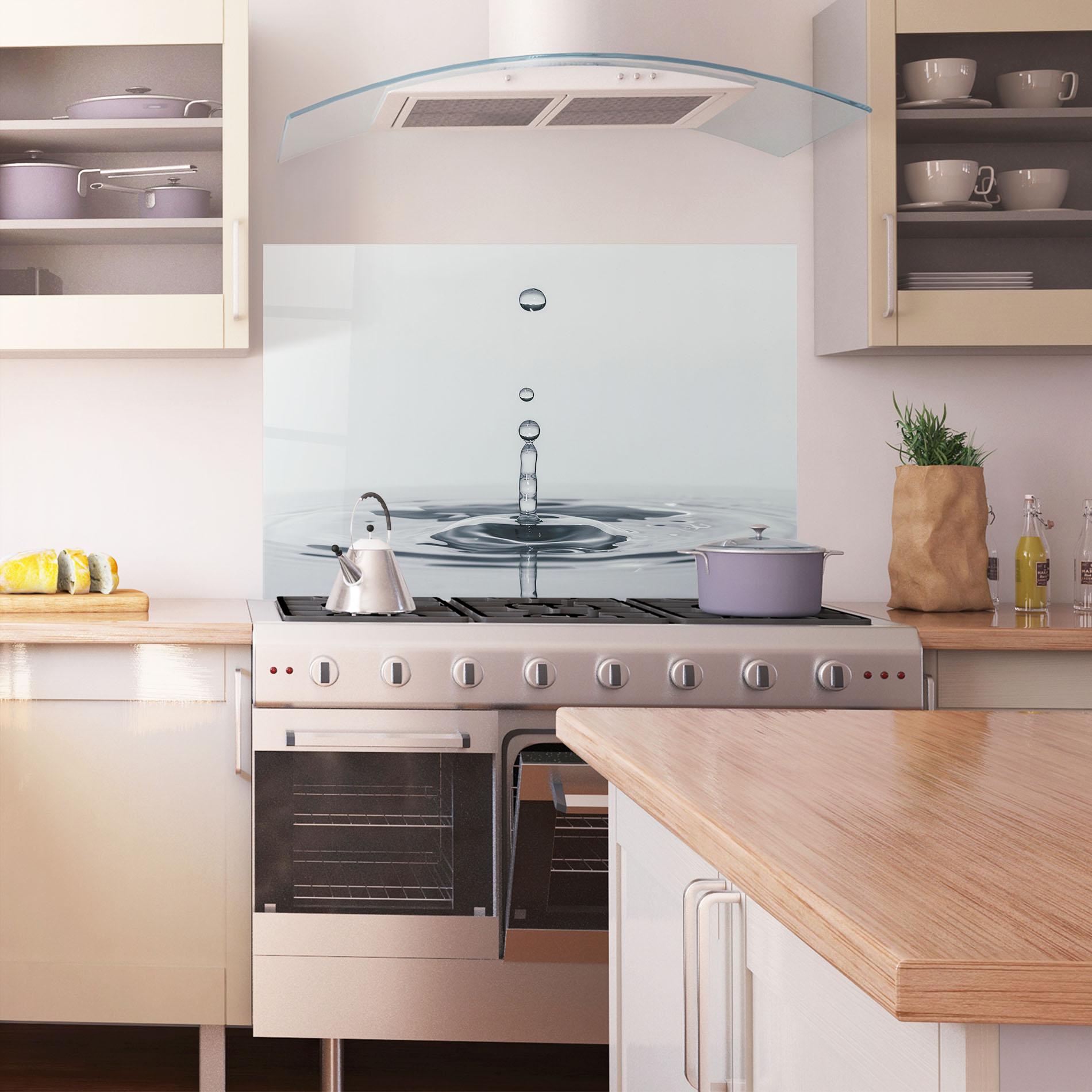 Panou Sticla Bucatarie Grey Water Drop mockup 1