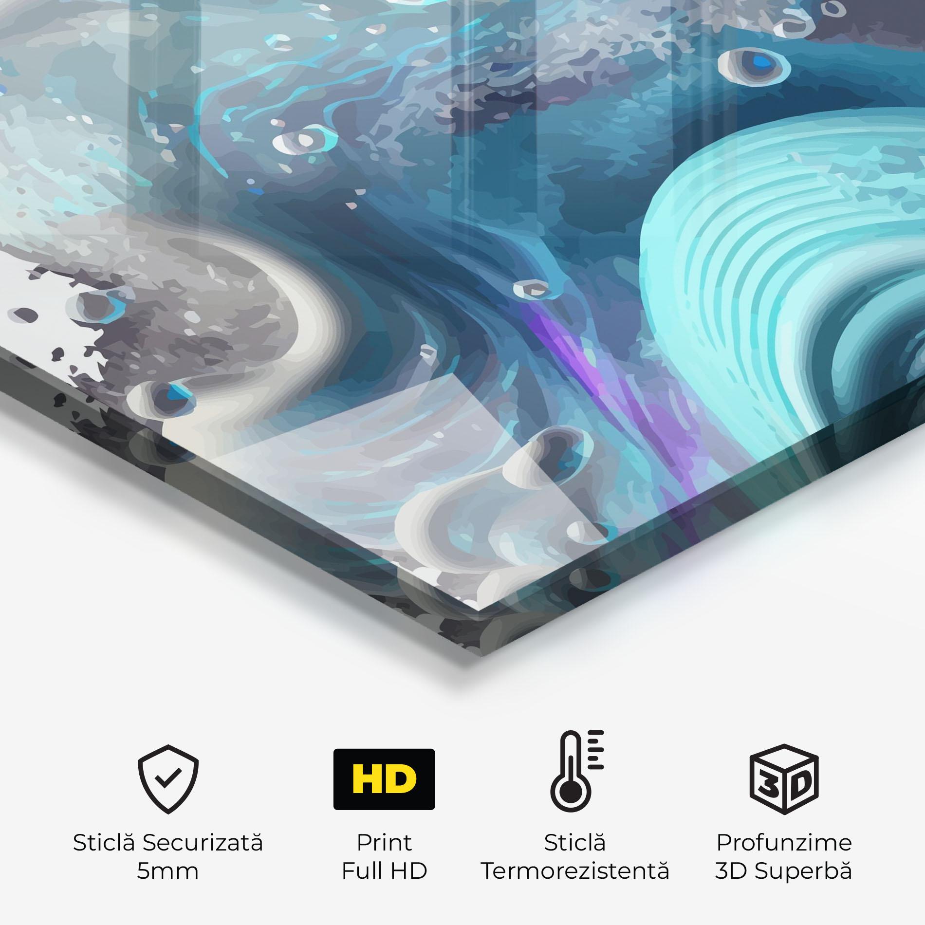 Panou Sticla Bucatarie Blue Purple Water mockup 2