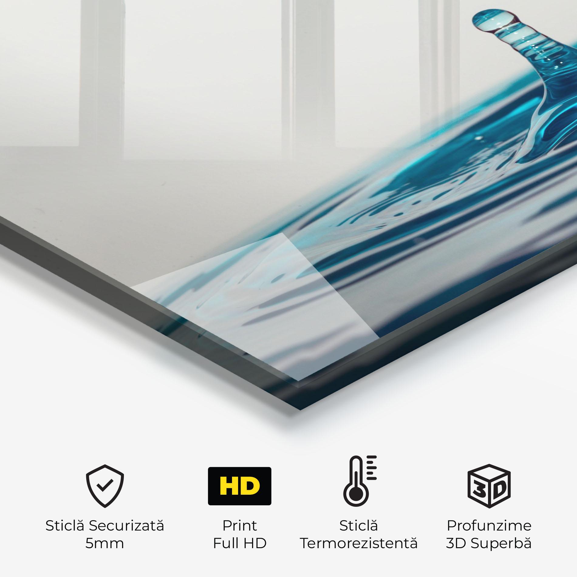Panou Sticla Bucatarie Blue Water Drop mockup 2