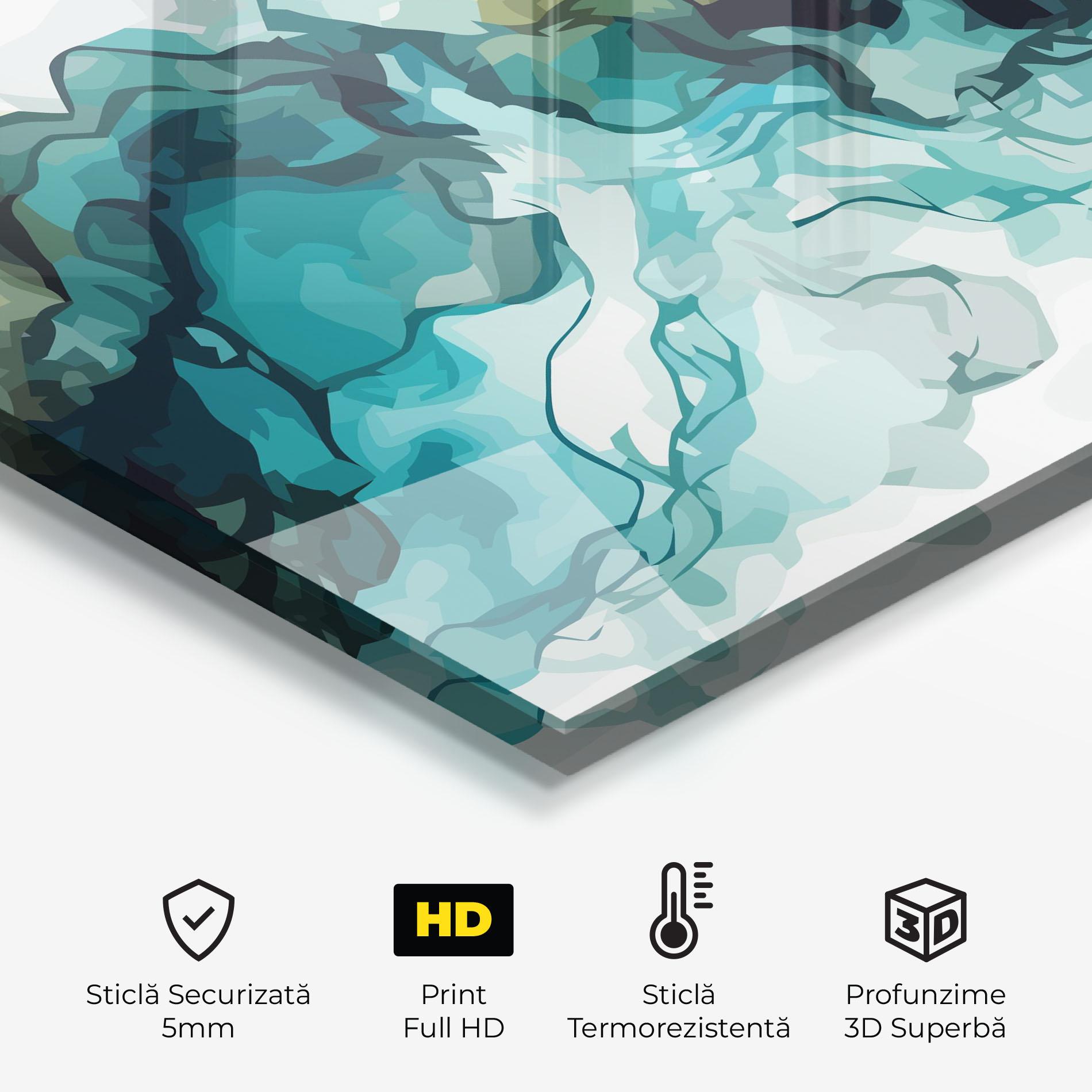 Panou Sticla Bucatarie Blue Yellow Art mockup 2