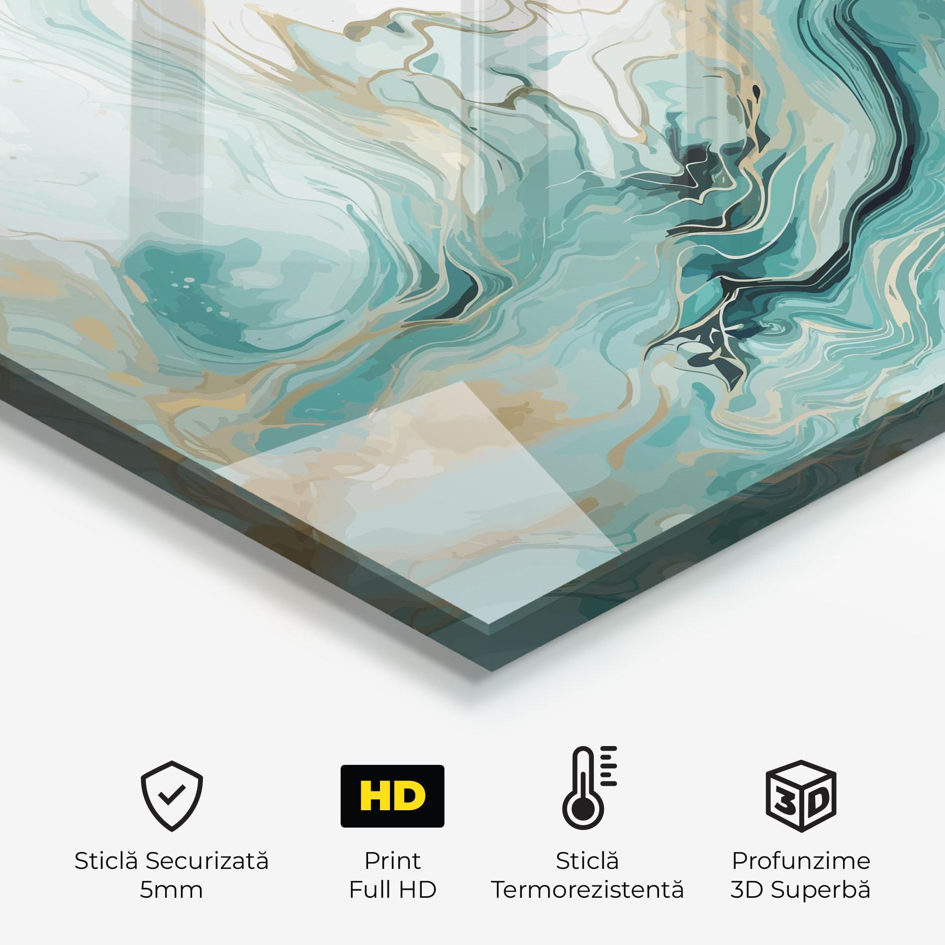 Panou Sticla Bucatarie Green Gold Water mockup 2