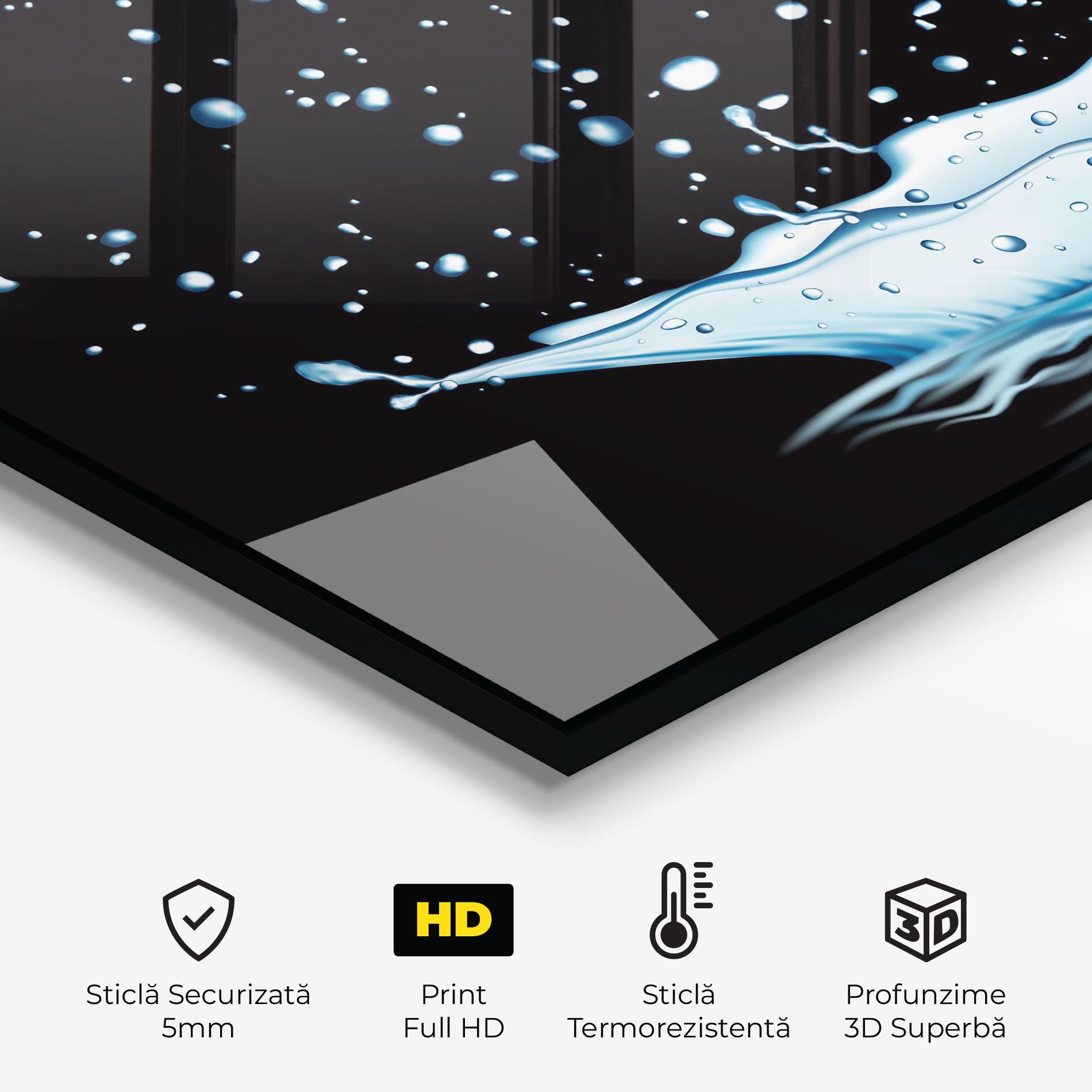 Panou Sticla Bucatarie Water Splash On Black mockup 2