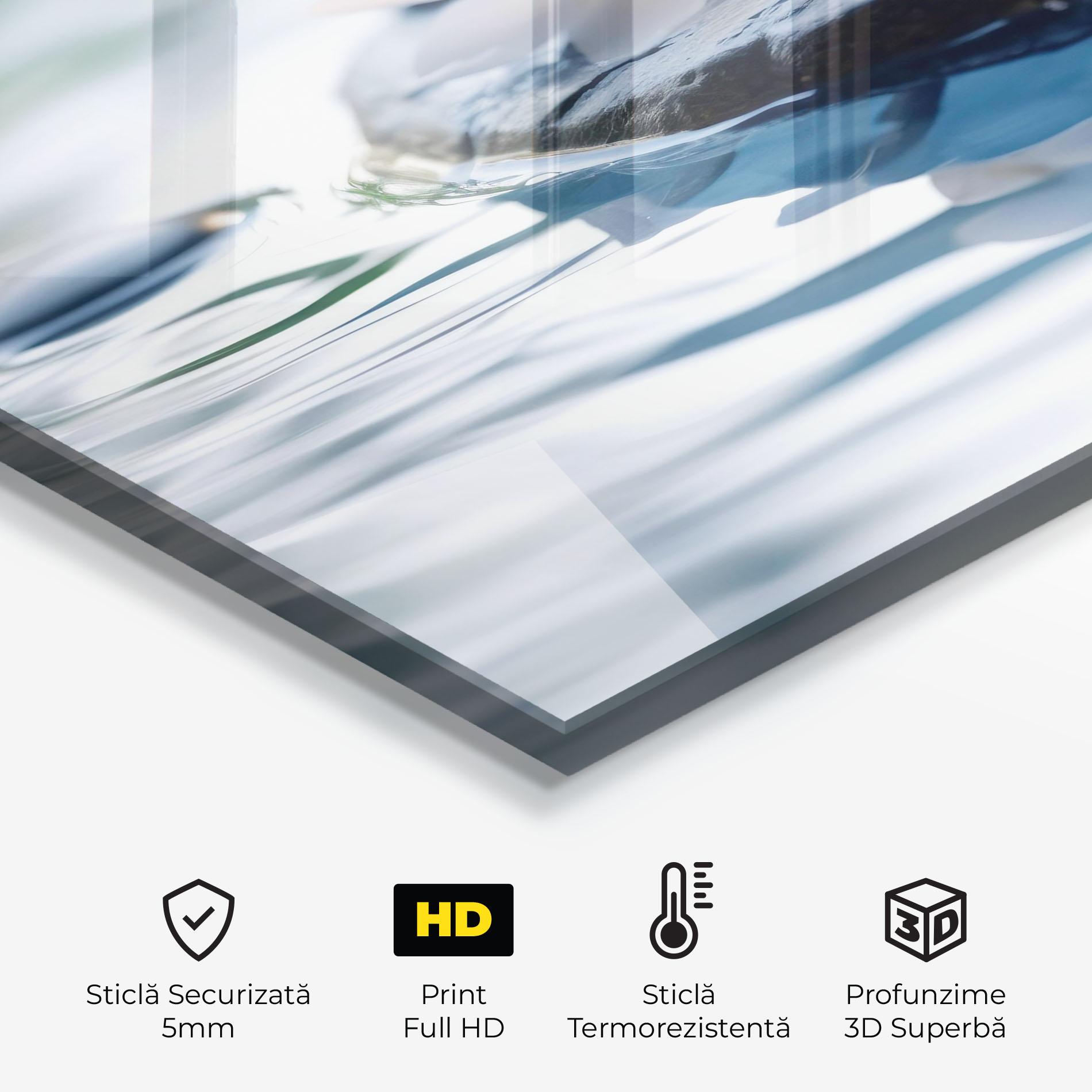 Panou Sticla Bucatarie Water White Flowers mockup 2