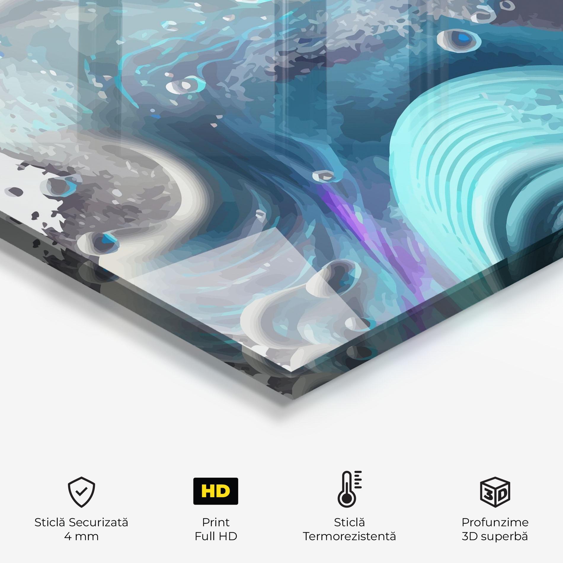 Panou Sticla Bucatarie Blue Purple Water mockup 2