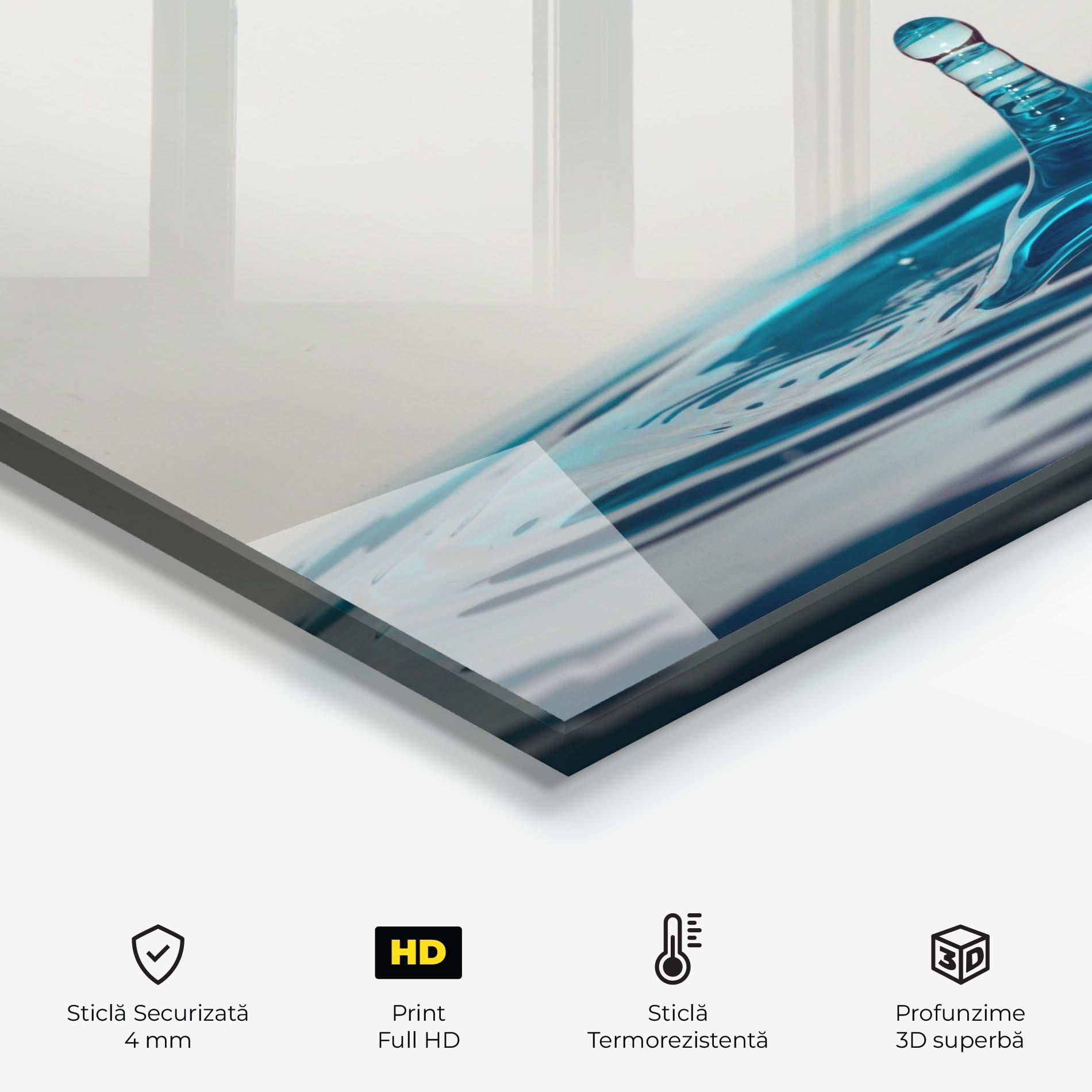 Panou Sticla Bucatarie Blue Water Drop mockup 2