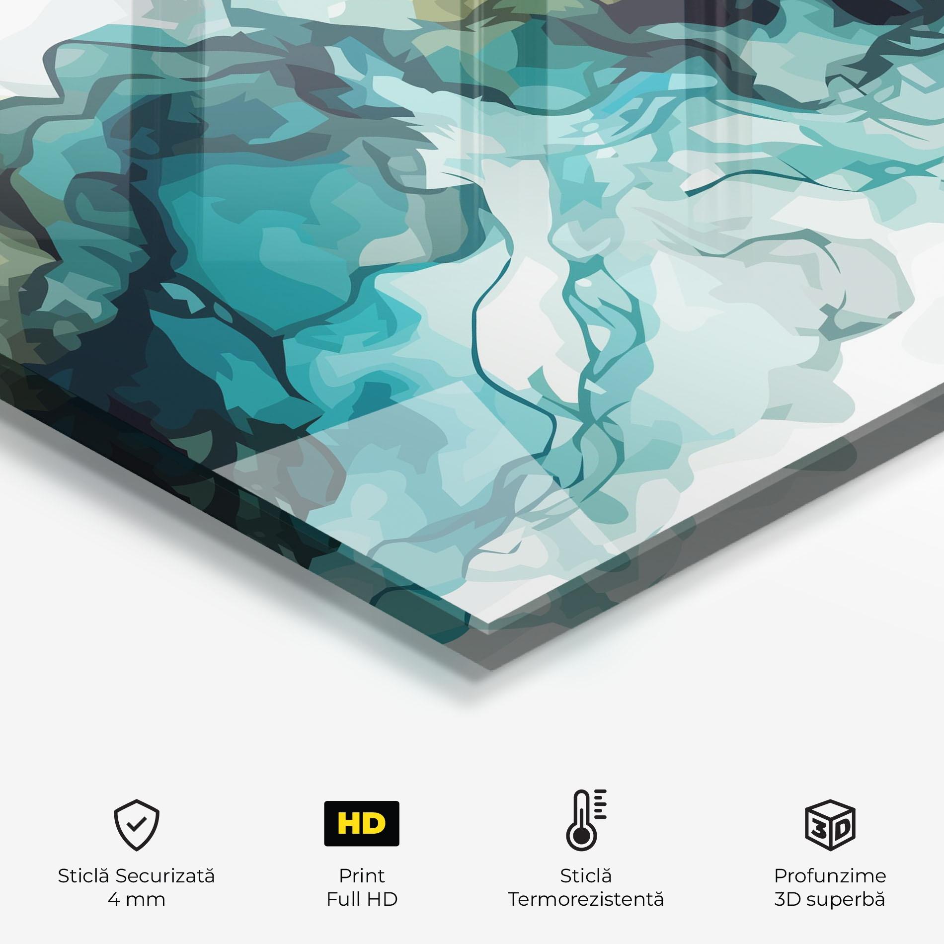 Panou Sticla Bucatarie Blue Yellow Art mockup 2