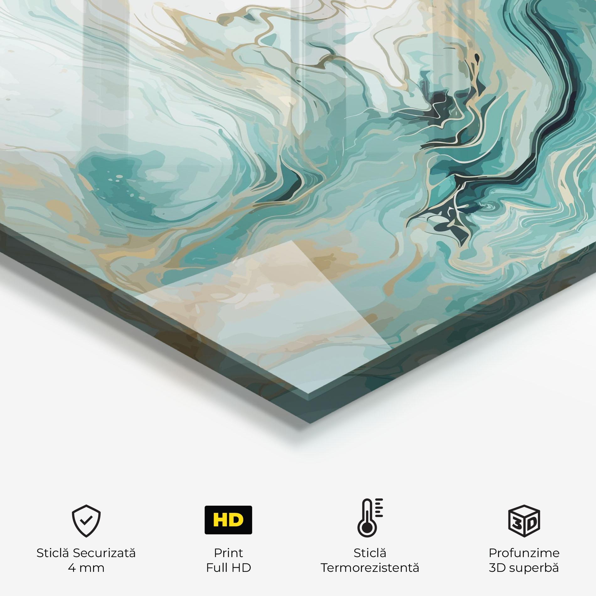 Panou Sticla Bucatarie Green Gold Water mockup 2