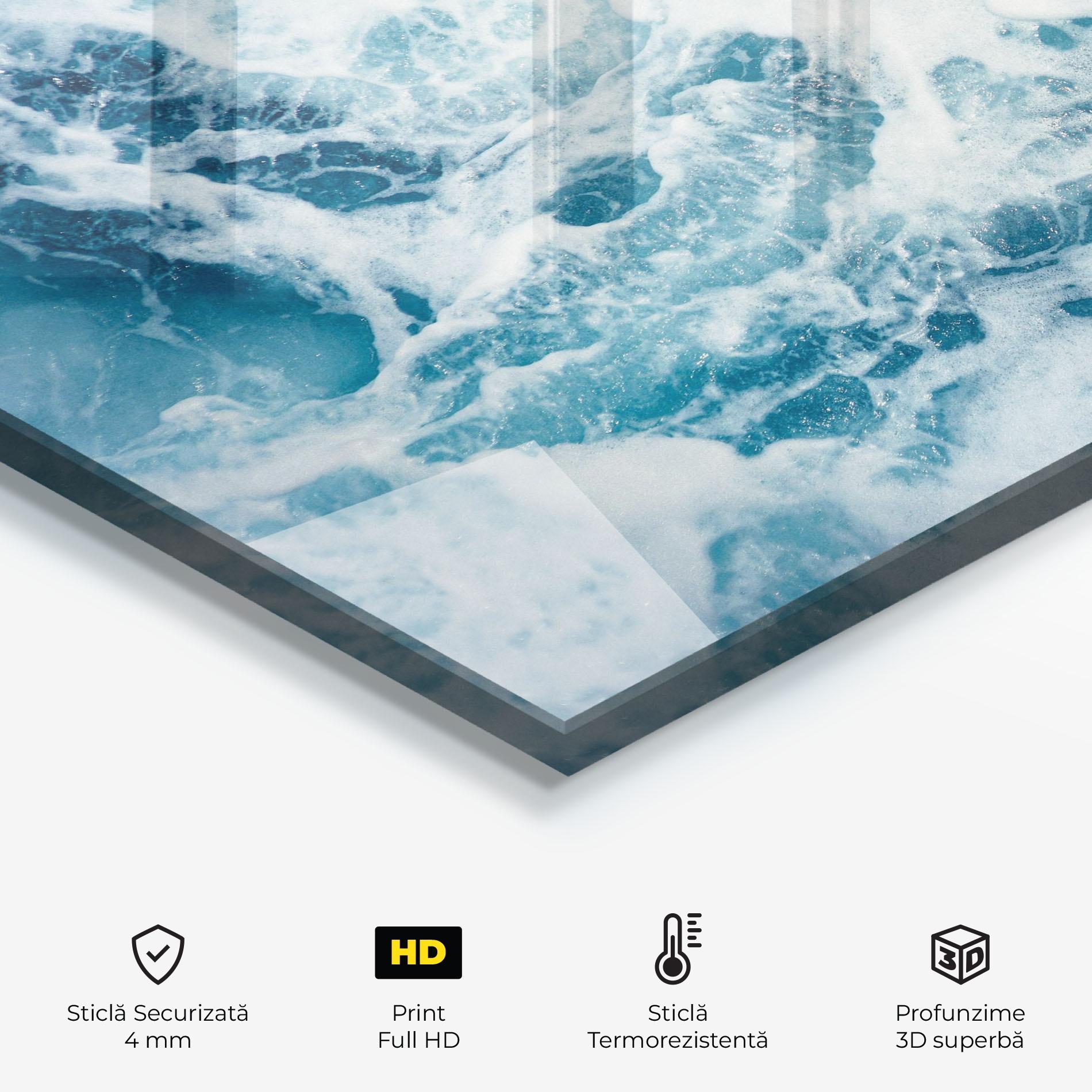 Panou Sticla Bucatarie White Water Wave mockup 2