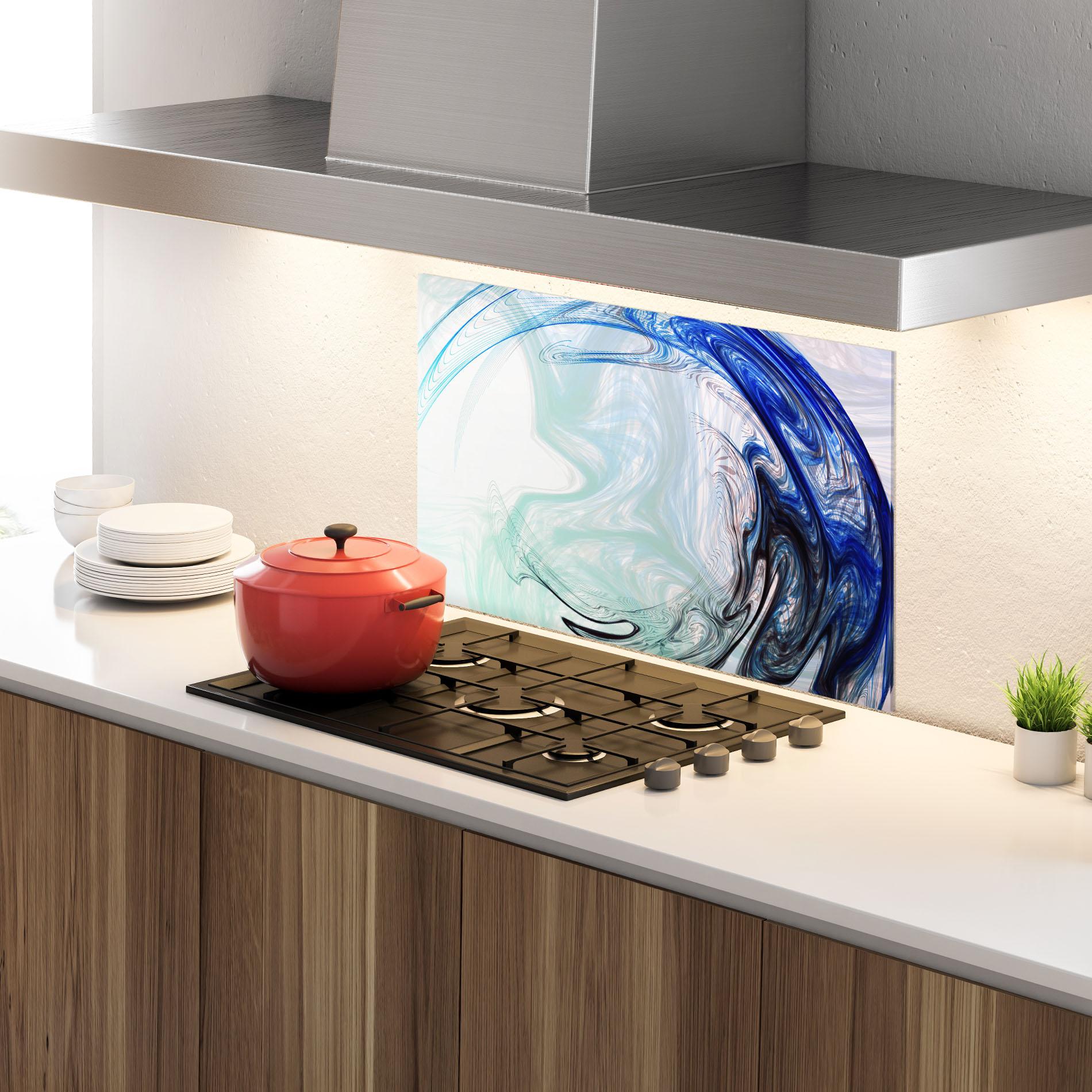 Panou Sticla Bucatarie Blue Black Art mockup 4