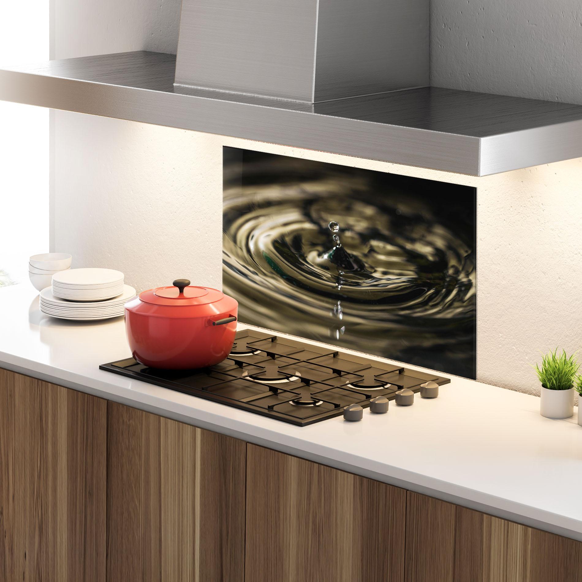 Panou Sticla Bucatarie Brown Water Drop mockup 4