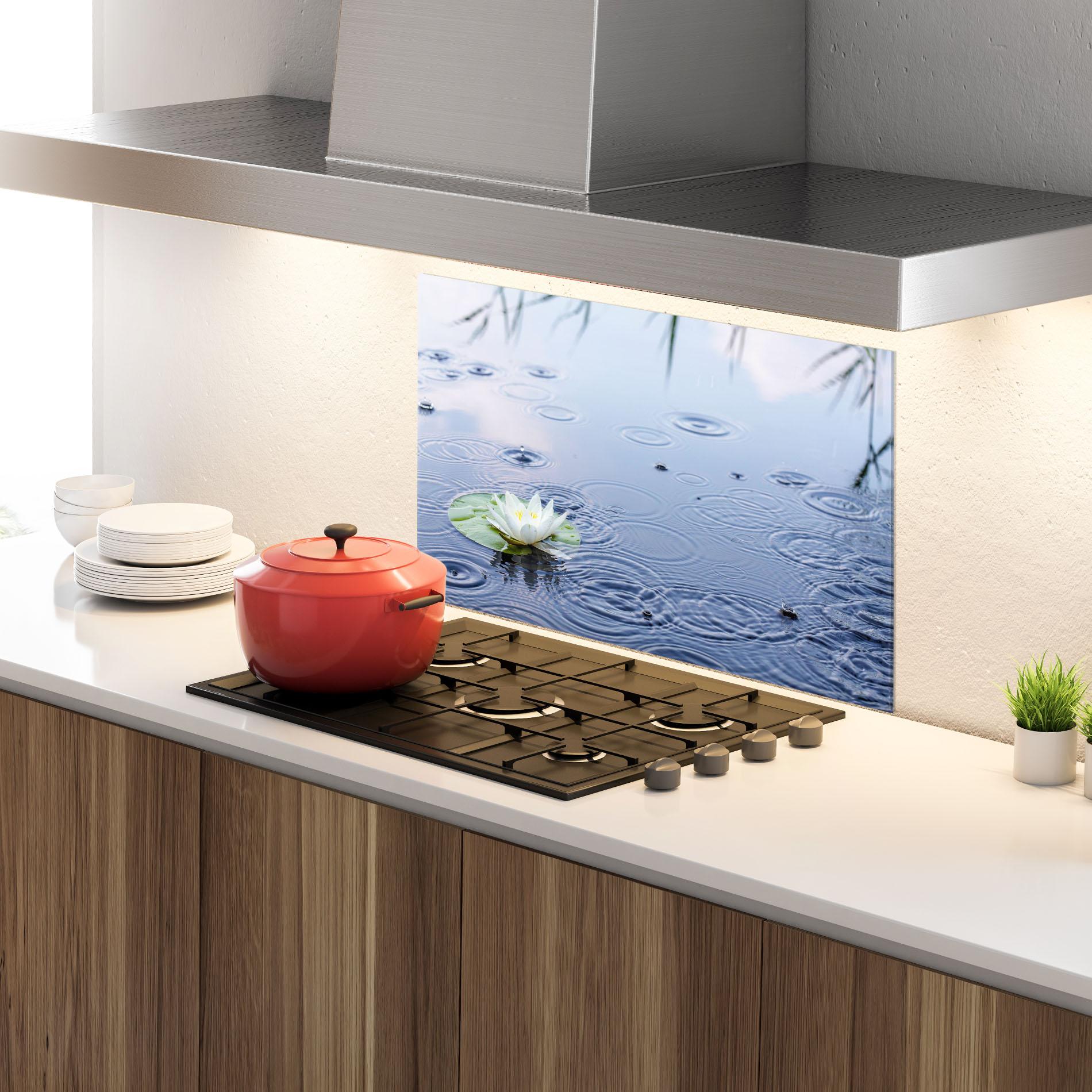 Panou Sticla Bucatarie Clear Lake Rain mockup 4