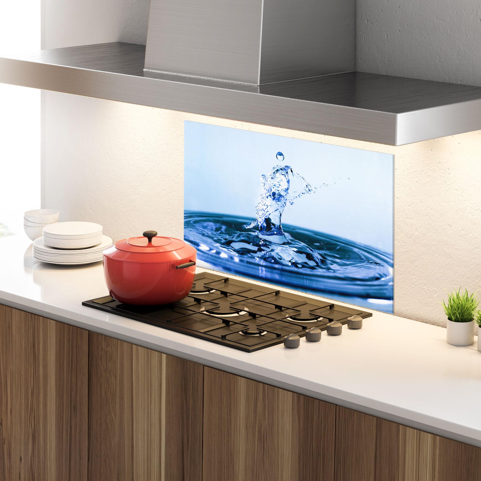 Panou Sticla Bucatarie Clear Water Splash mockup 4