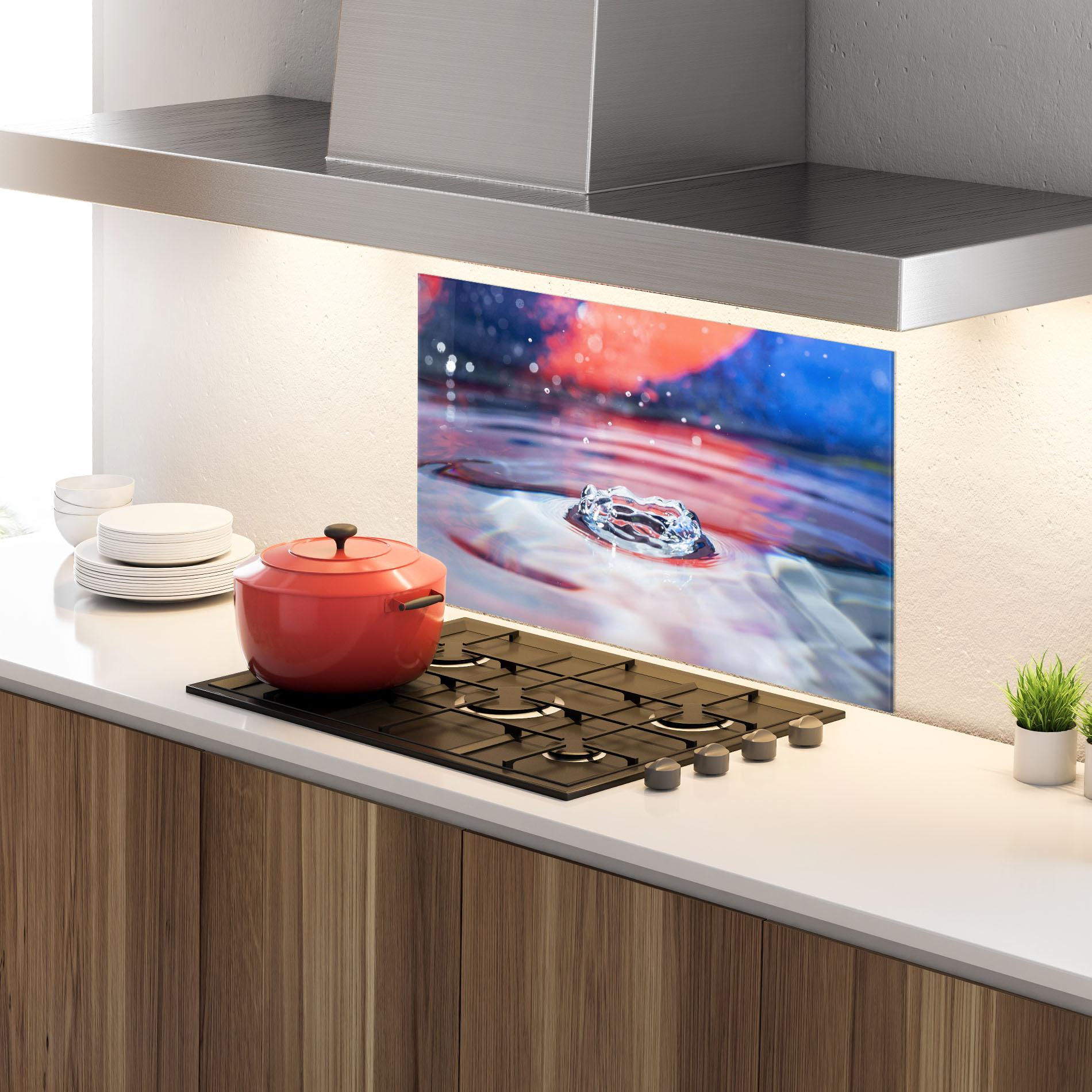 Panou Sticla Bucatarie Colorful Water Surface mockup 4