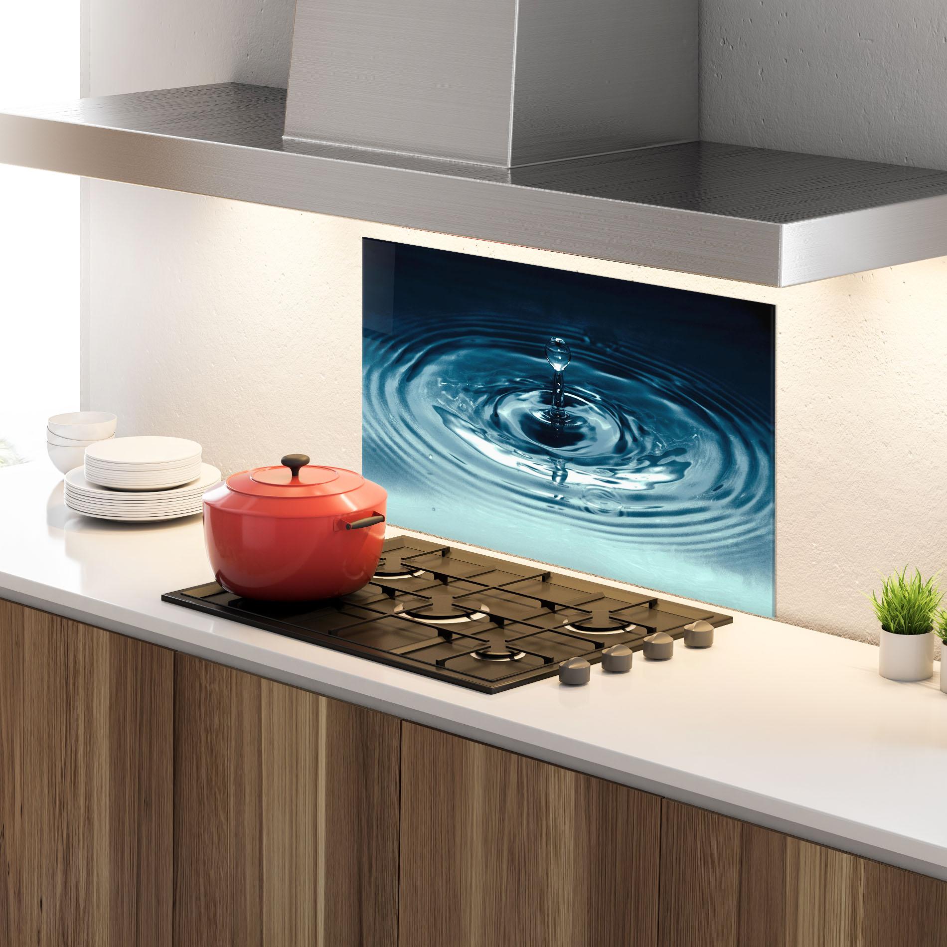 Panou Sticla Bucatarie Dark Blue Drop mockup 4