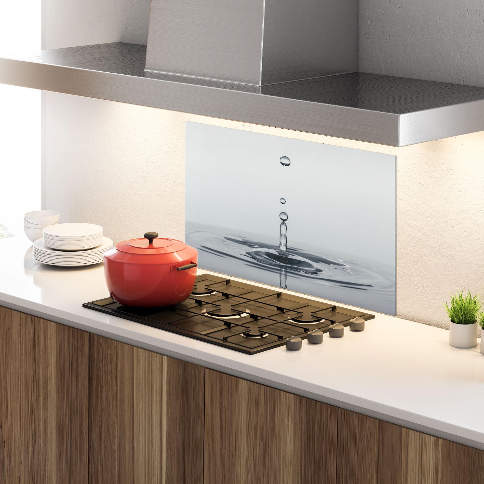 Panou Sticla Bucatarie Grey Water Drop mockup 4