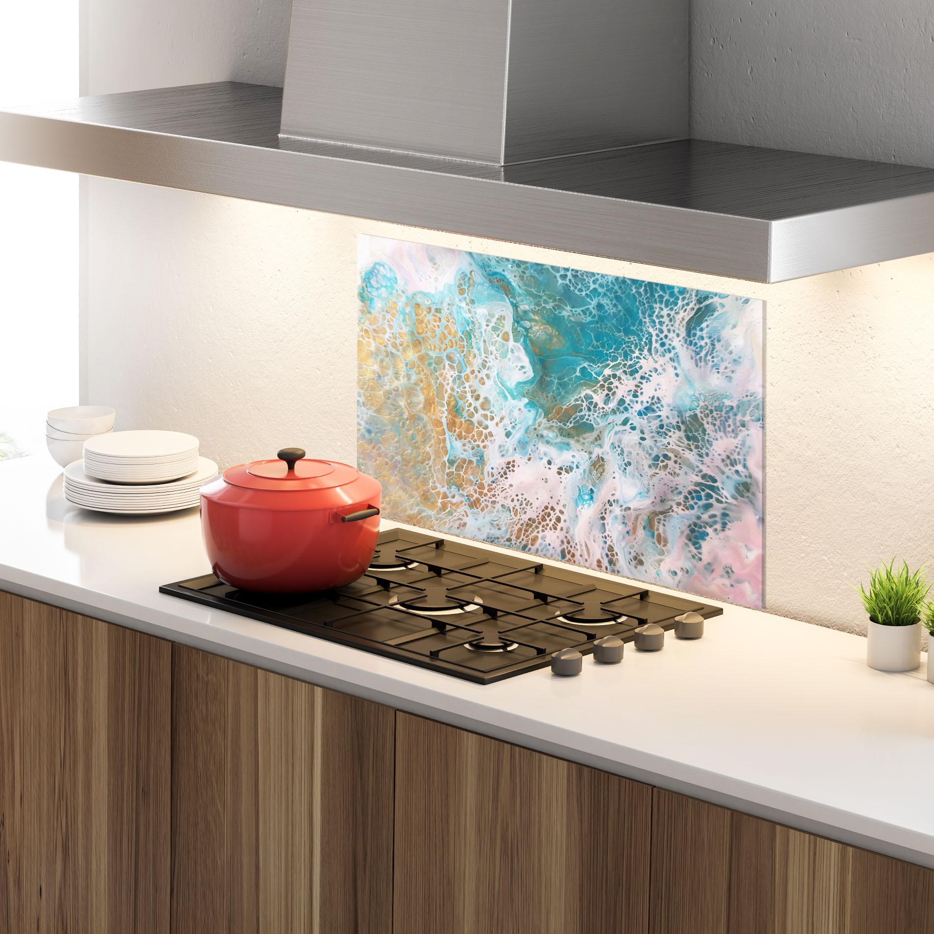 Panou Sticla Bucatarie Ocean Gold Blue mockup 4