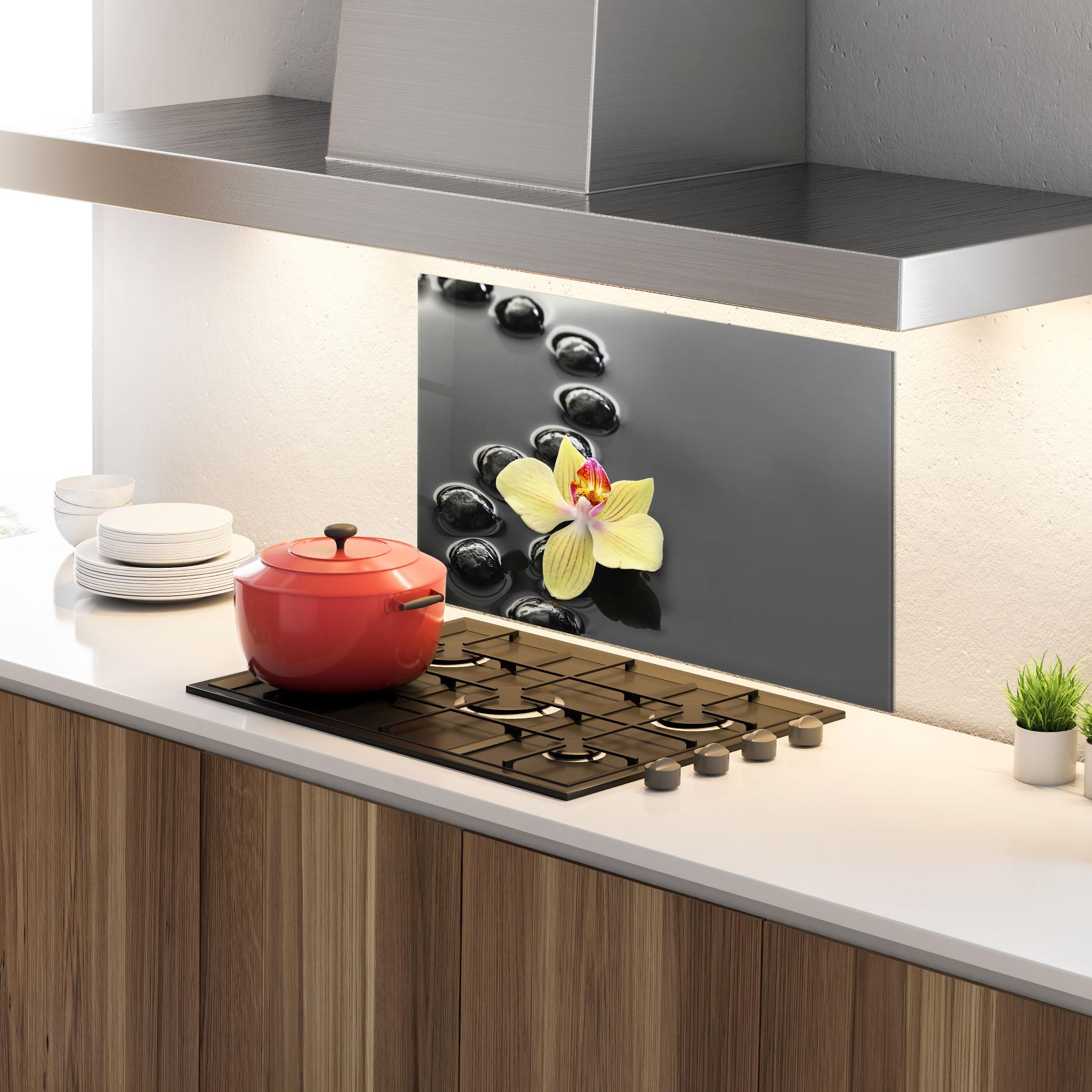 Panou Sticla Bucatarie Orchid In Water mockup 4