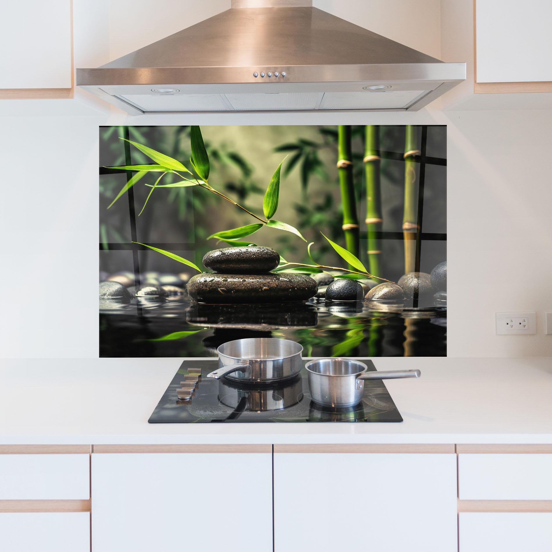 Panou Sticla Bucatarie Bamboo Plant Water mockup 5