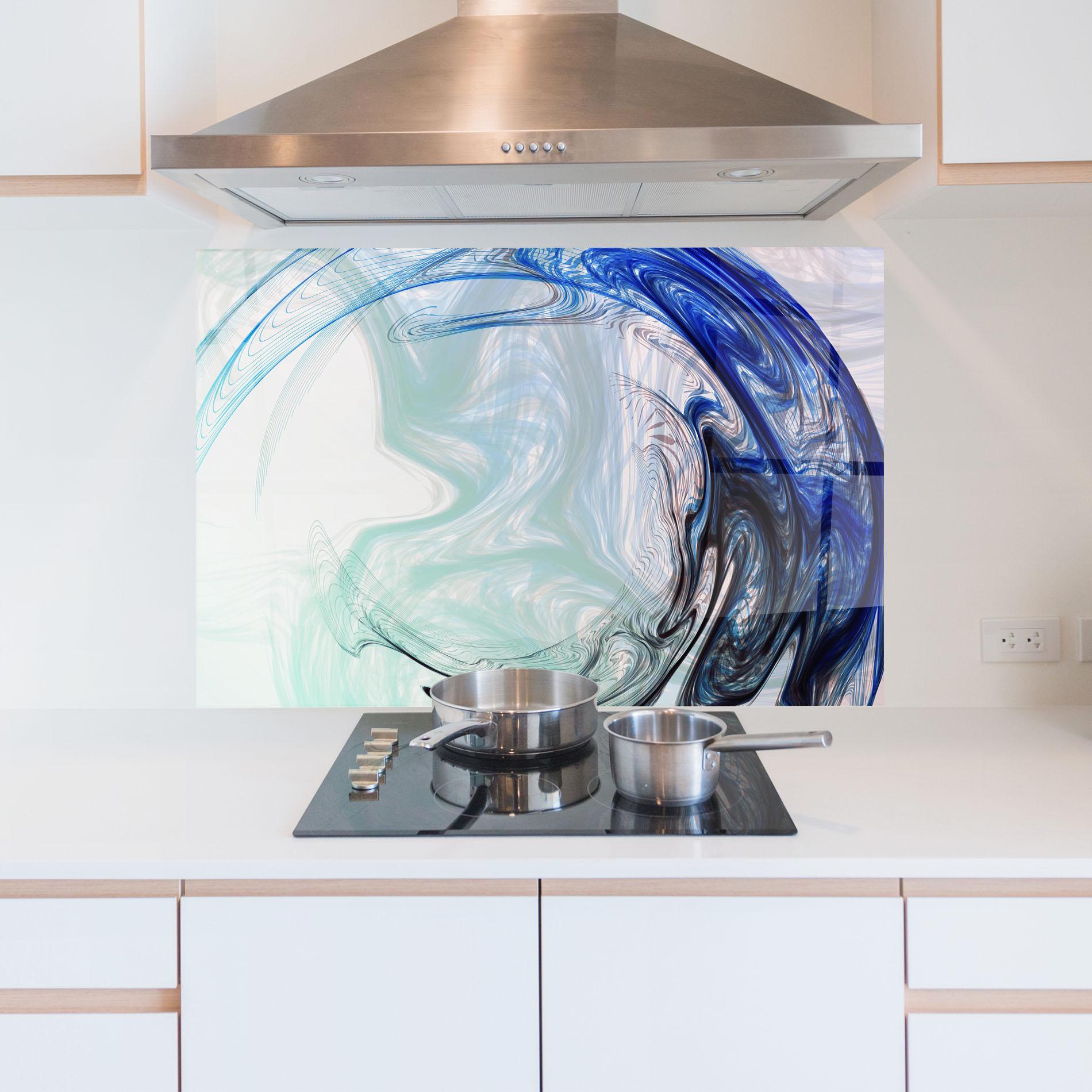 Panou Sticla Bucatarie Blue Black Art mockup 5