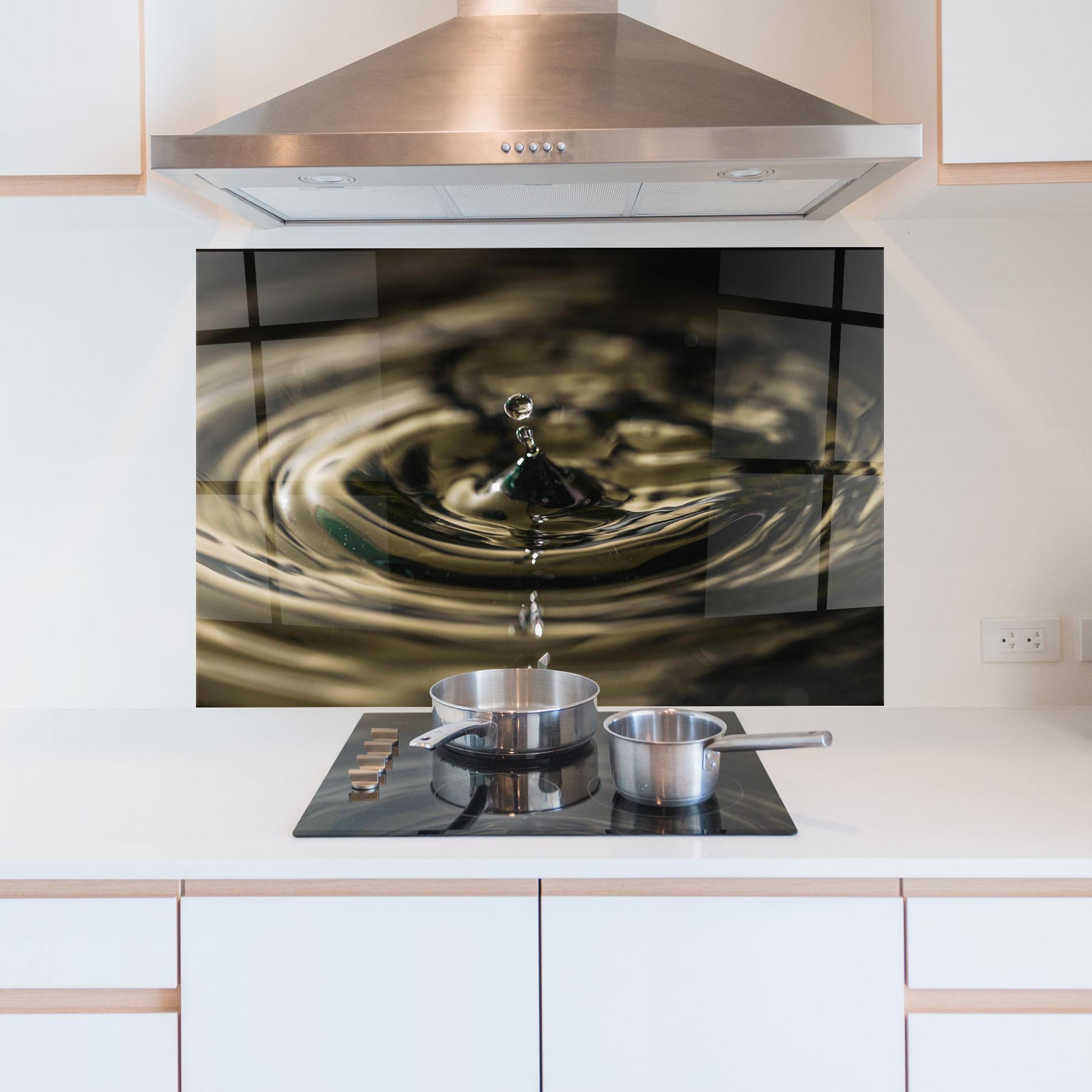 Panou Sticla Bucatarie Brown Water Drop mockup 5