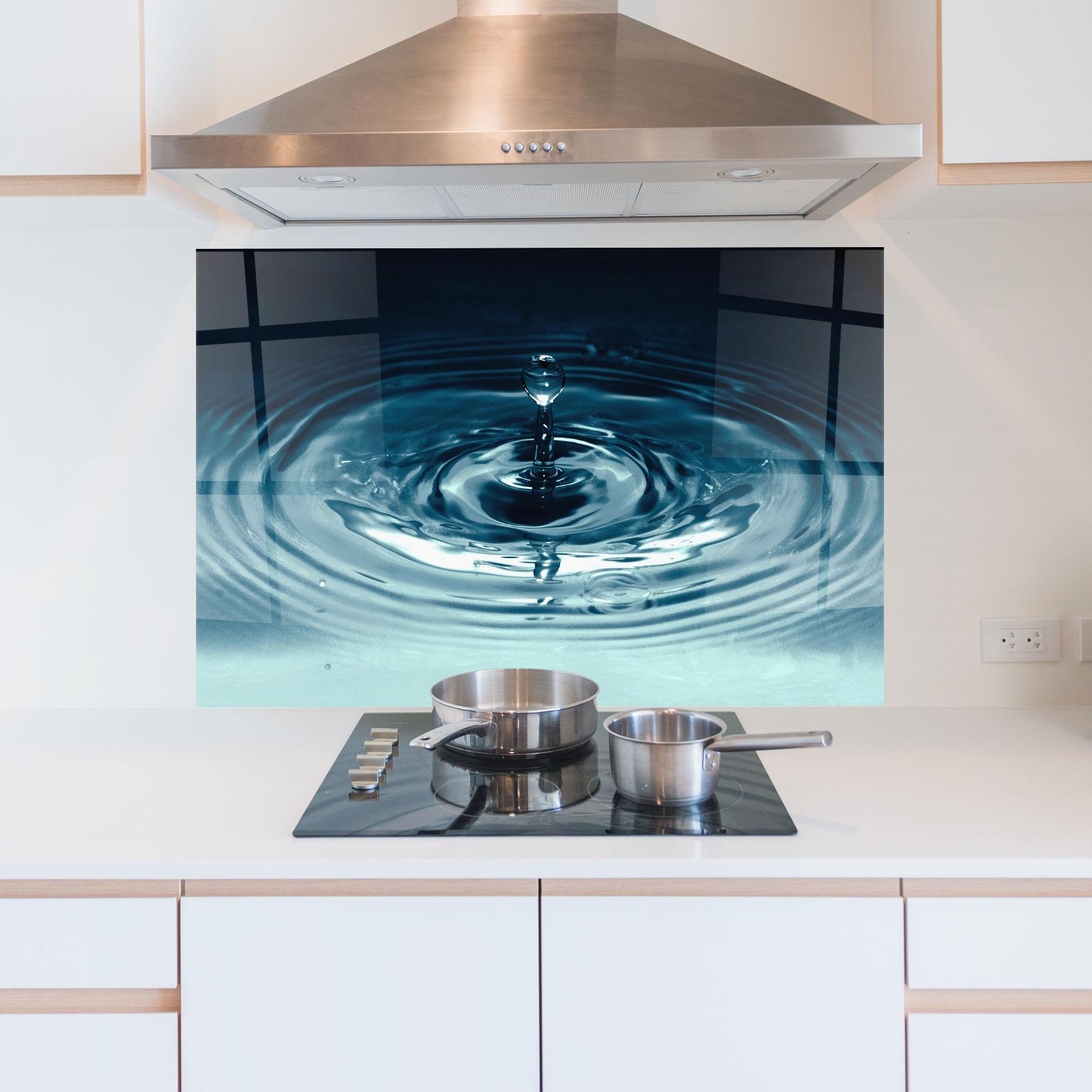 Panou Sticla Bucatarie Dark Blue Drop mockup 5