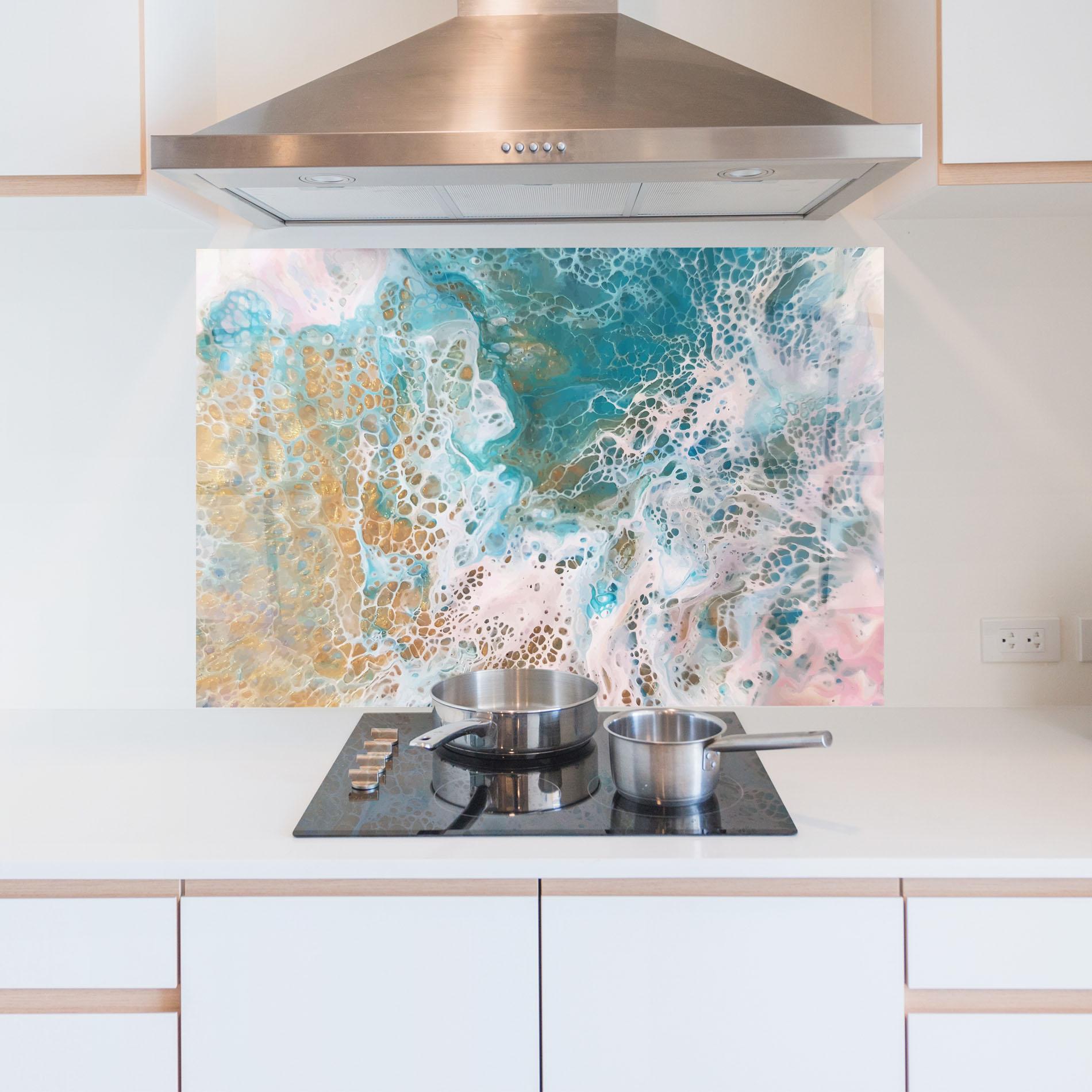 Panou Sticla Bucatarie Ocean Gold Blue mockup 5