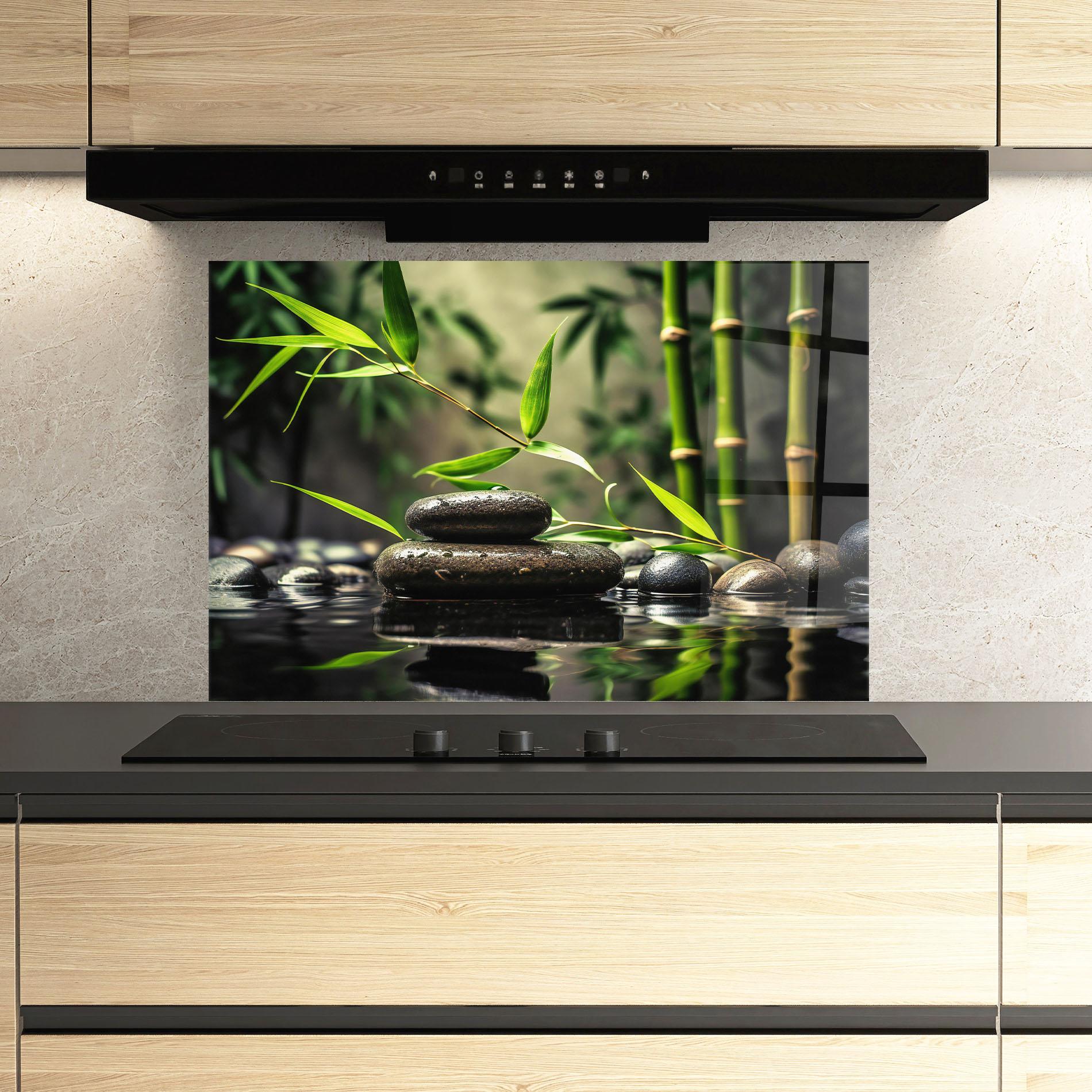 Panou Sticla Bucatarie Bamboo Plant Water mockup 3