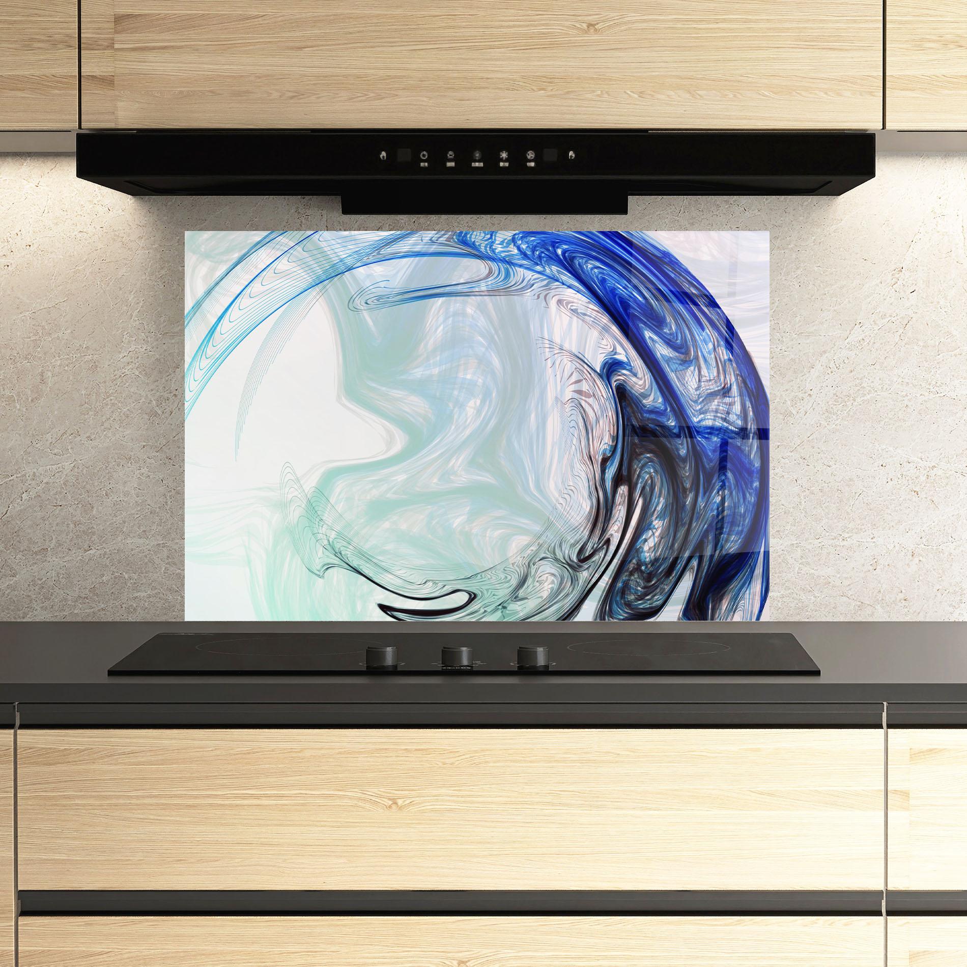 Panou Sticla Bucatarie Blue Black Art mockup 3