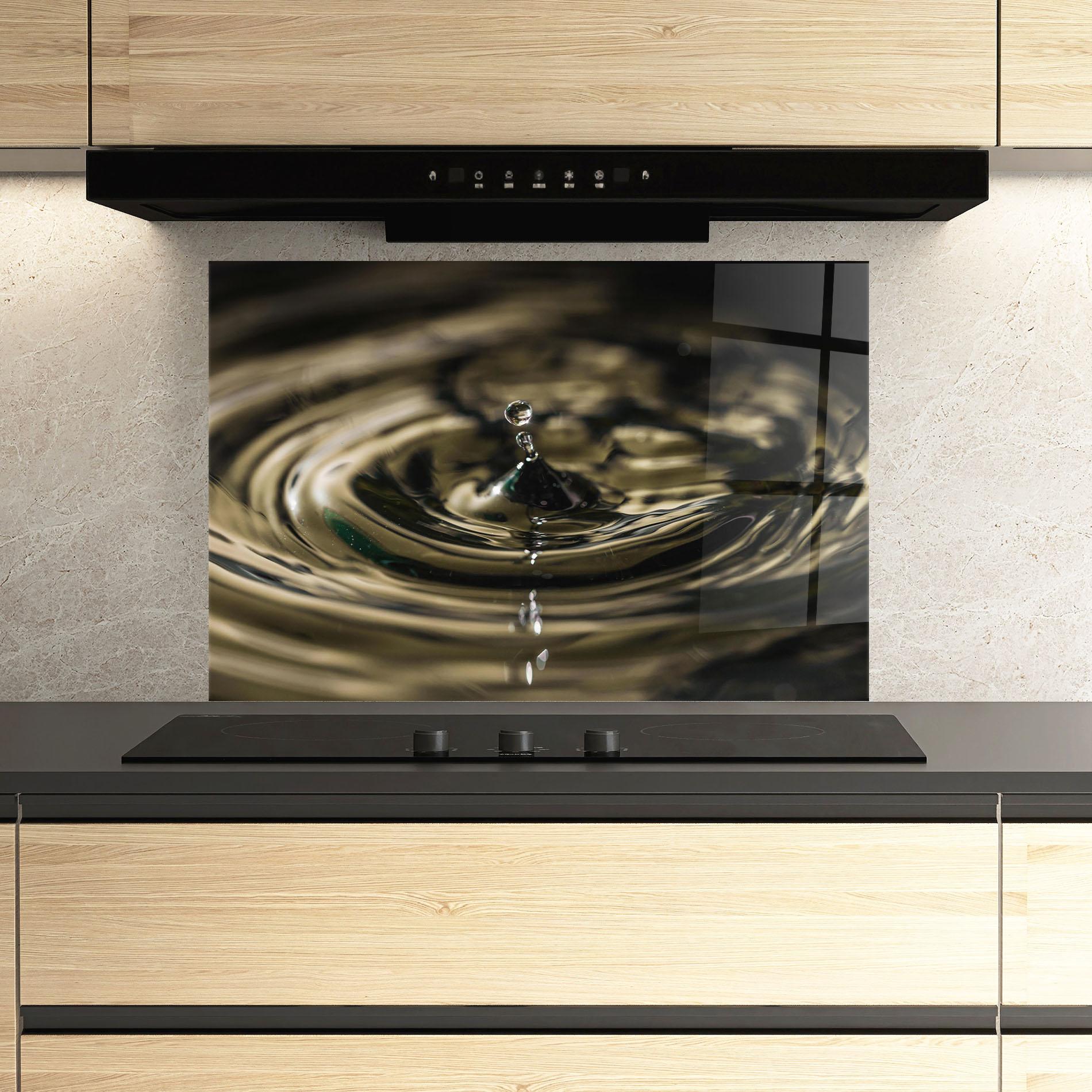 Panou Sticla Bucatarie Brown Water Drop mockup 3