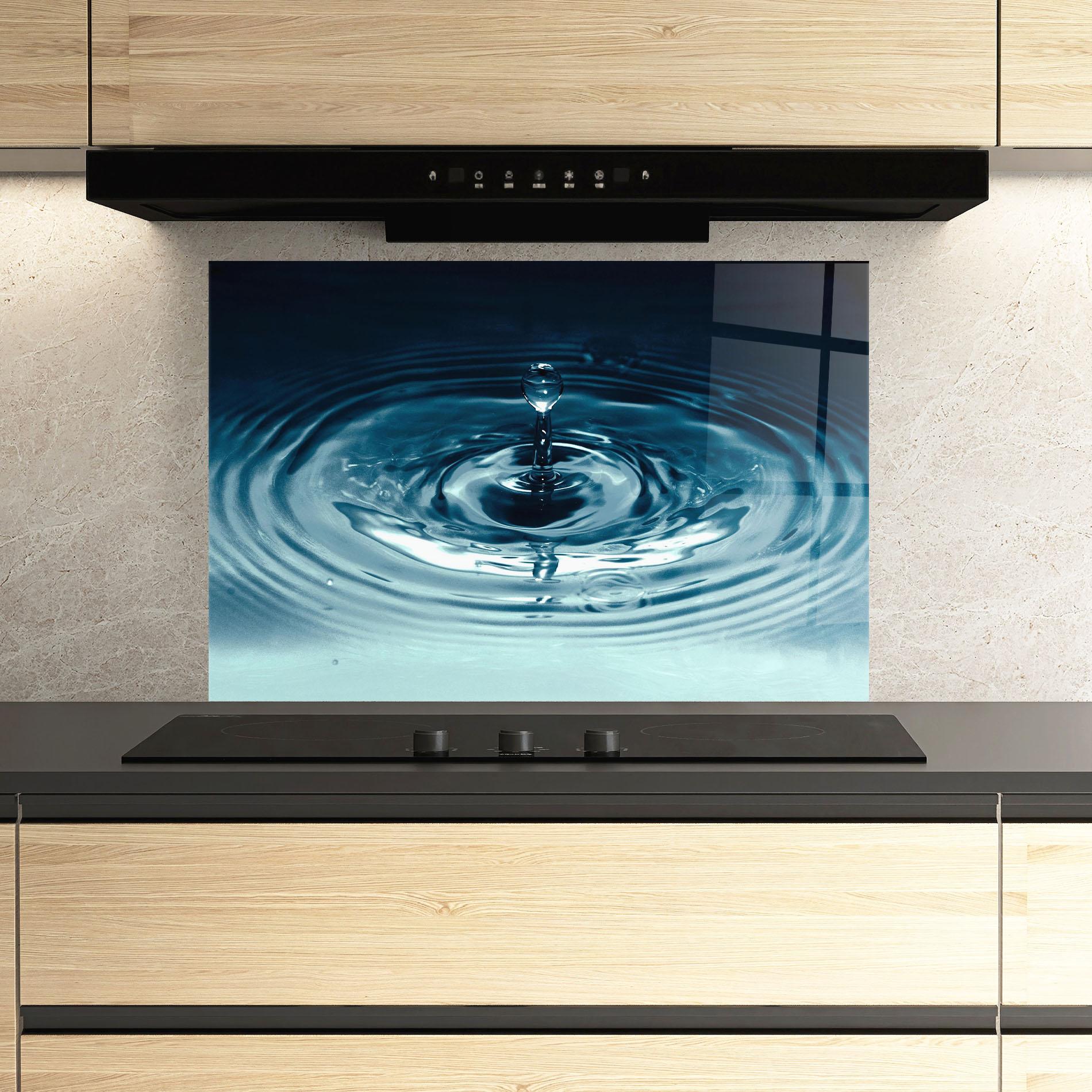 Panou Sticla Bucatarie Dark Blue Drop mockup 3