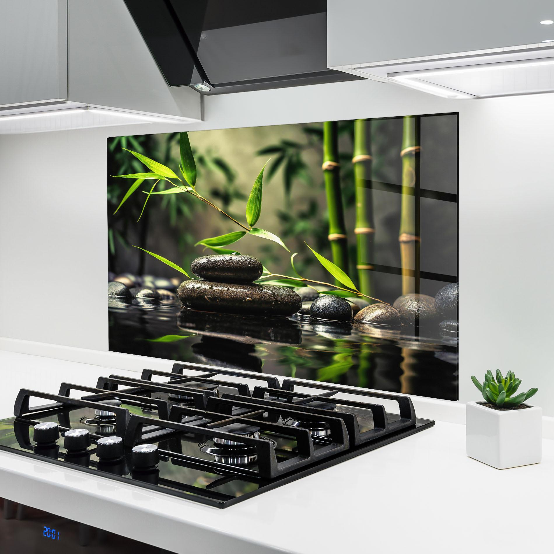 Panou Sticla Bucatarie Bamboo Plant Water mockup 6