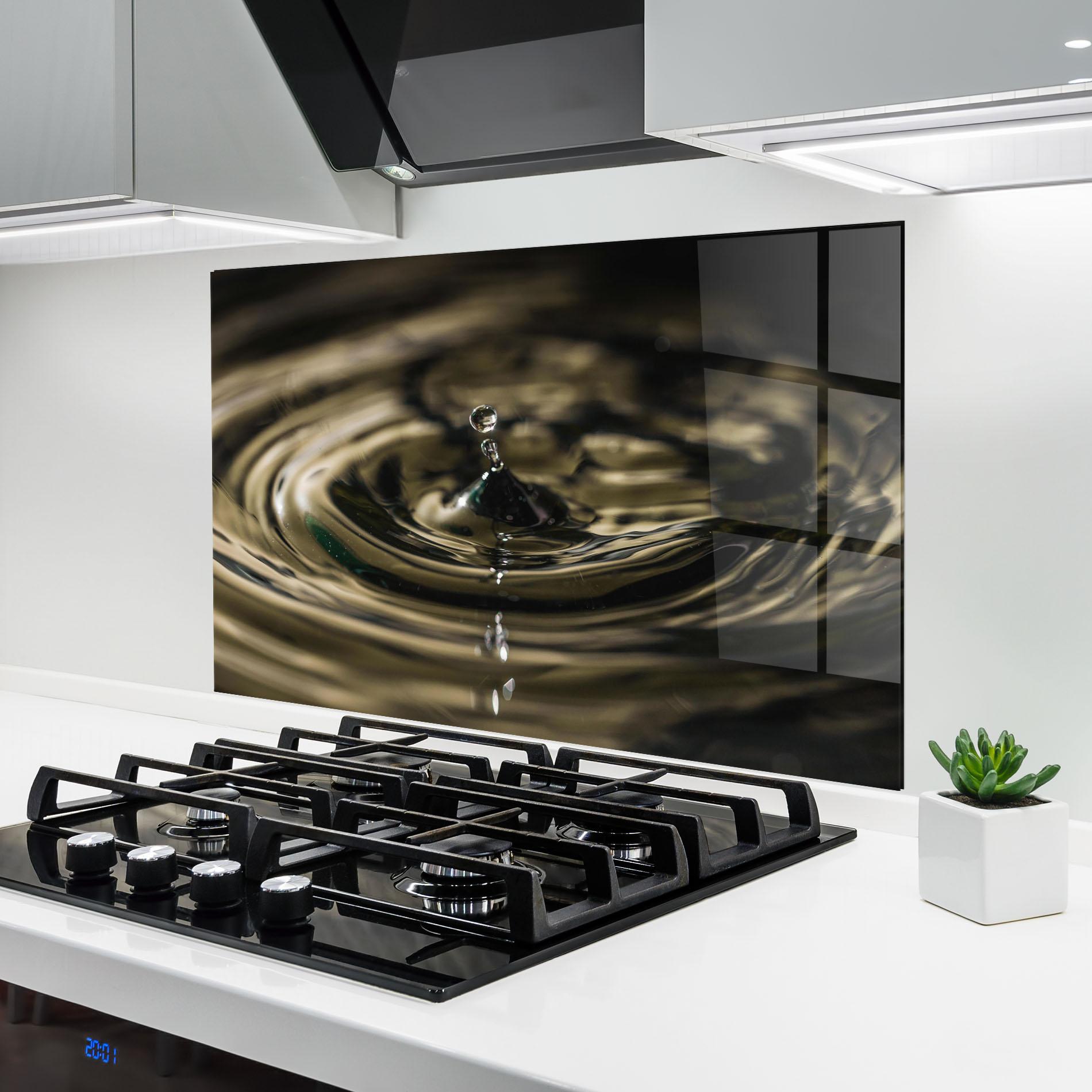 Panou Sticla Bucatarie Brown Water Drop mockup 6