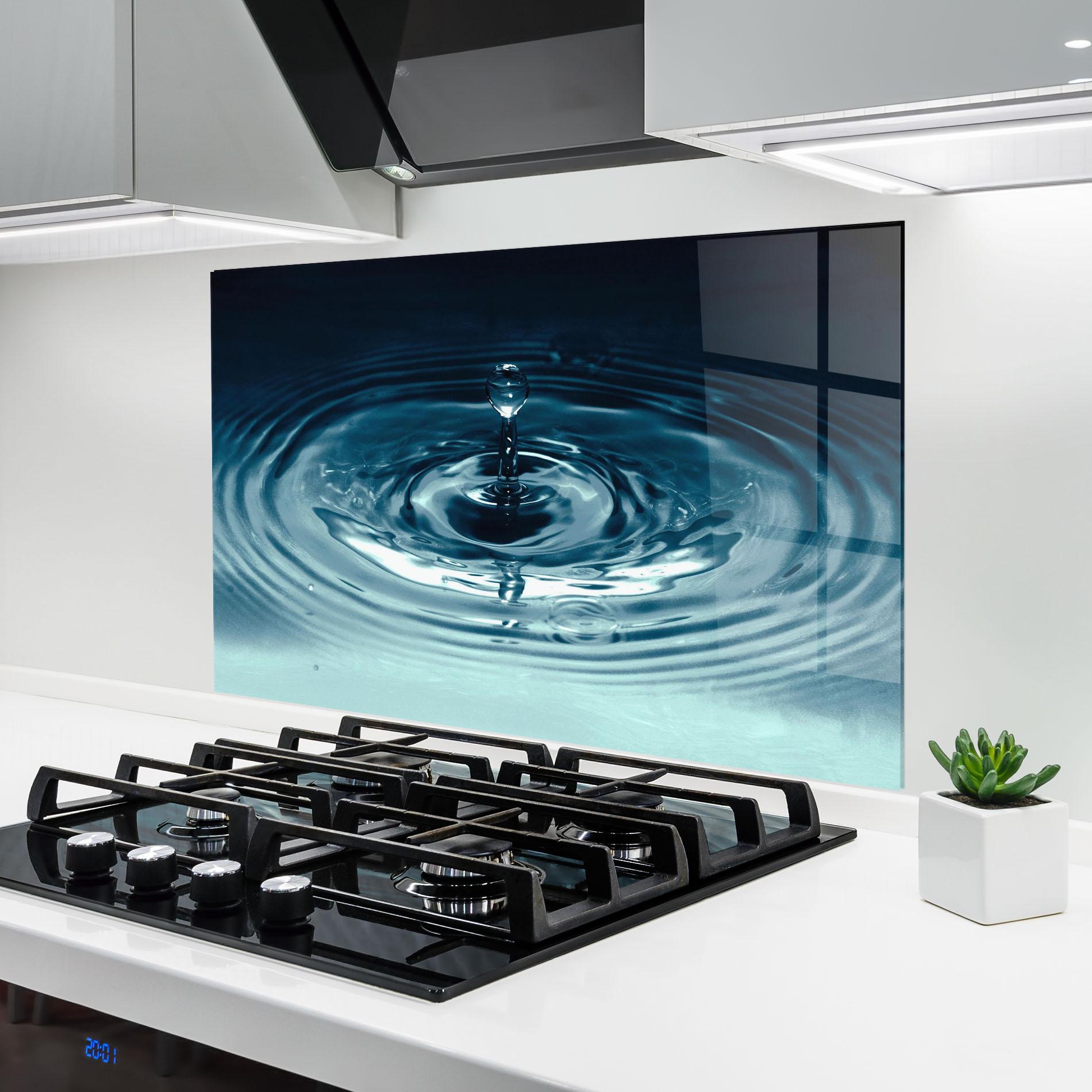 Panou Sticla Bucatarie Dark Blue Drop mockup 6