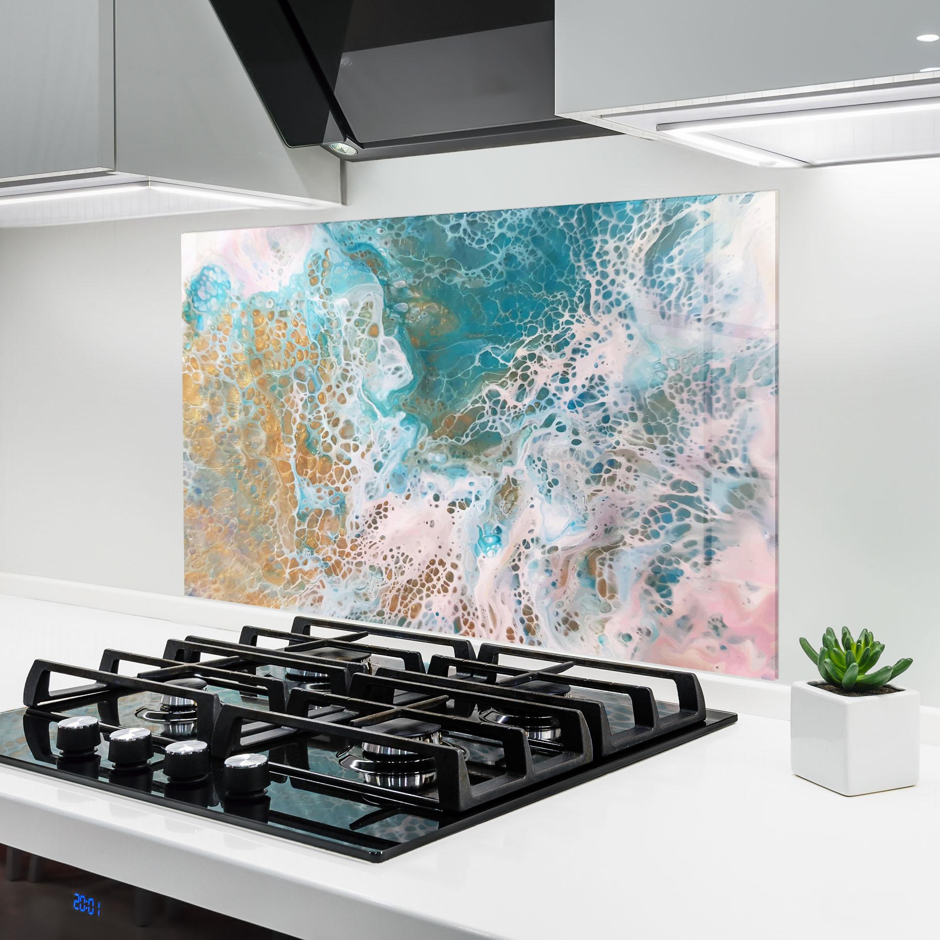 Panou Sticla Bucatarie Ocean Gold Blue mockup 6