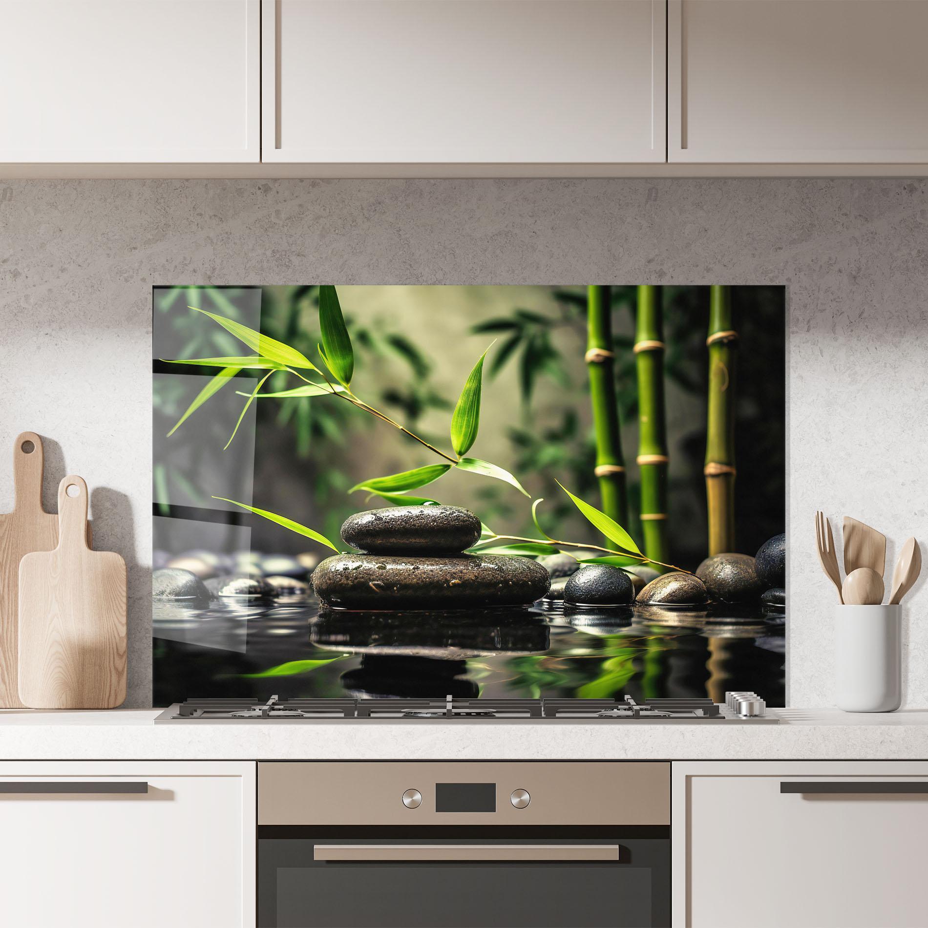 Panou Sticla Bucatarie Bamboo Plant Water mockup 7