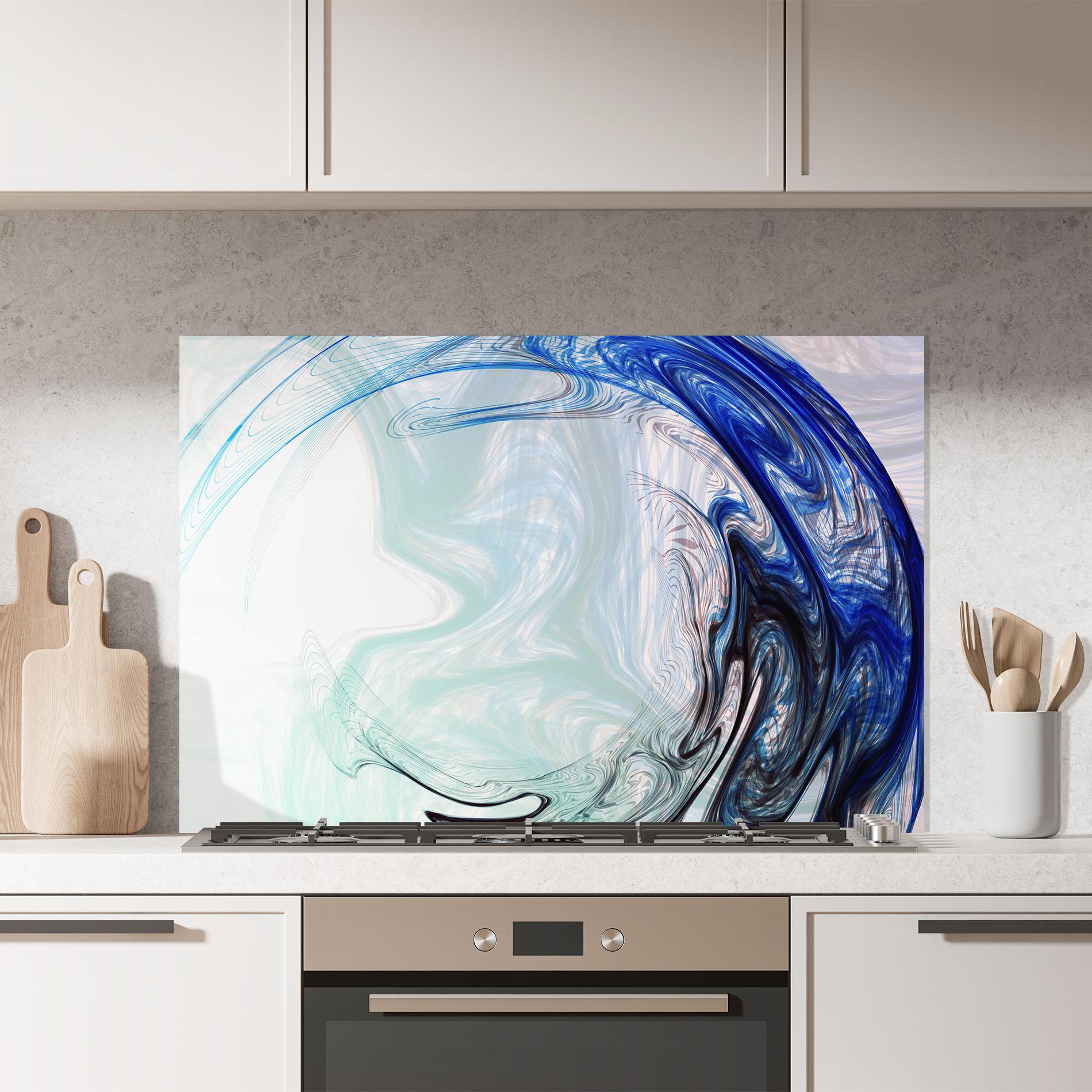 Panou Sticla Bucatarie Blue Black Art mockup 7