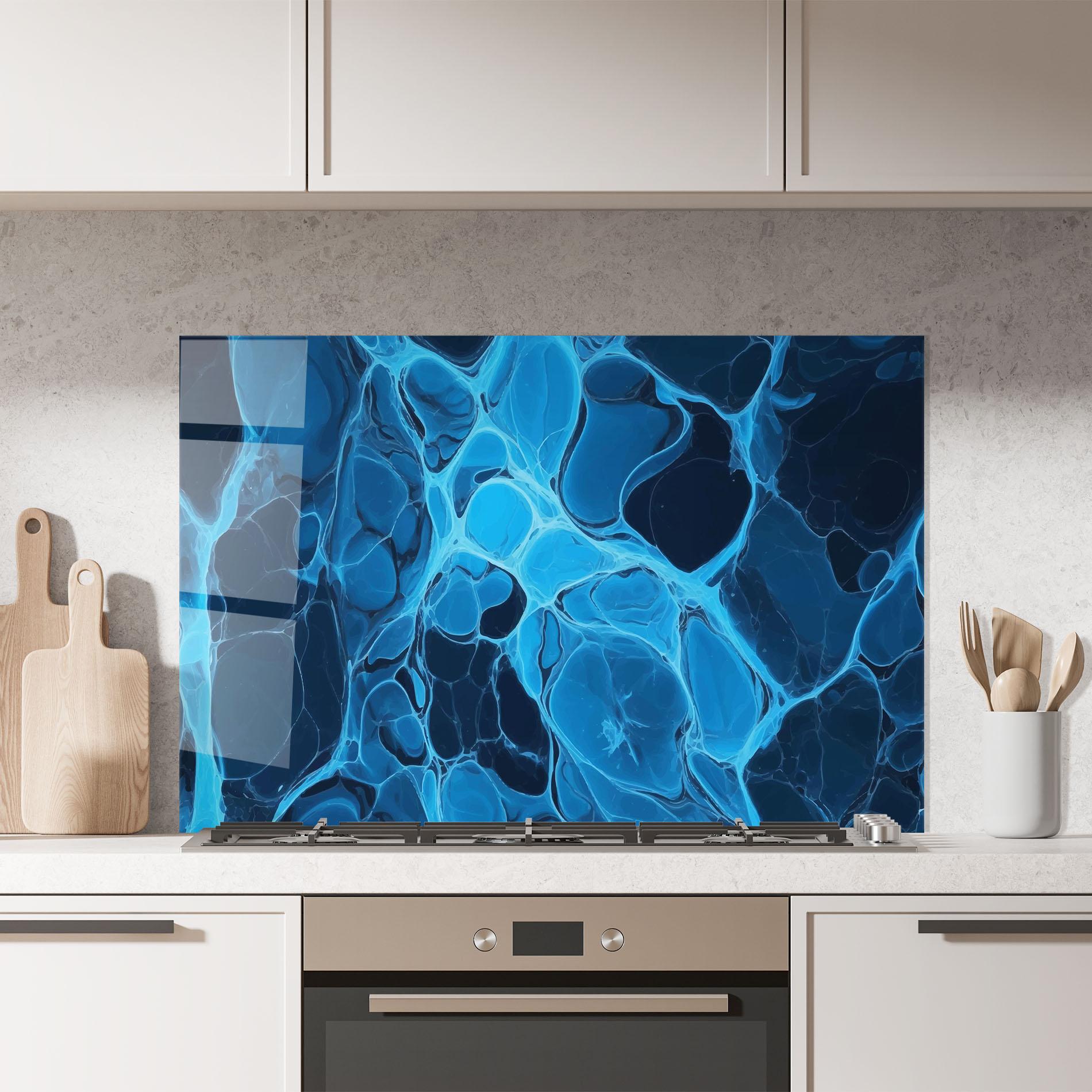 Panou Sticla Bucatarie Blue Shade Water mockup 7