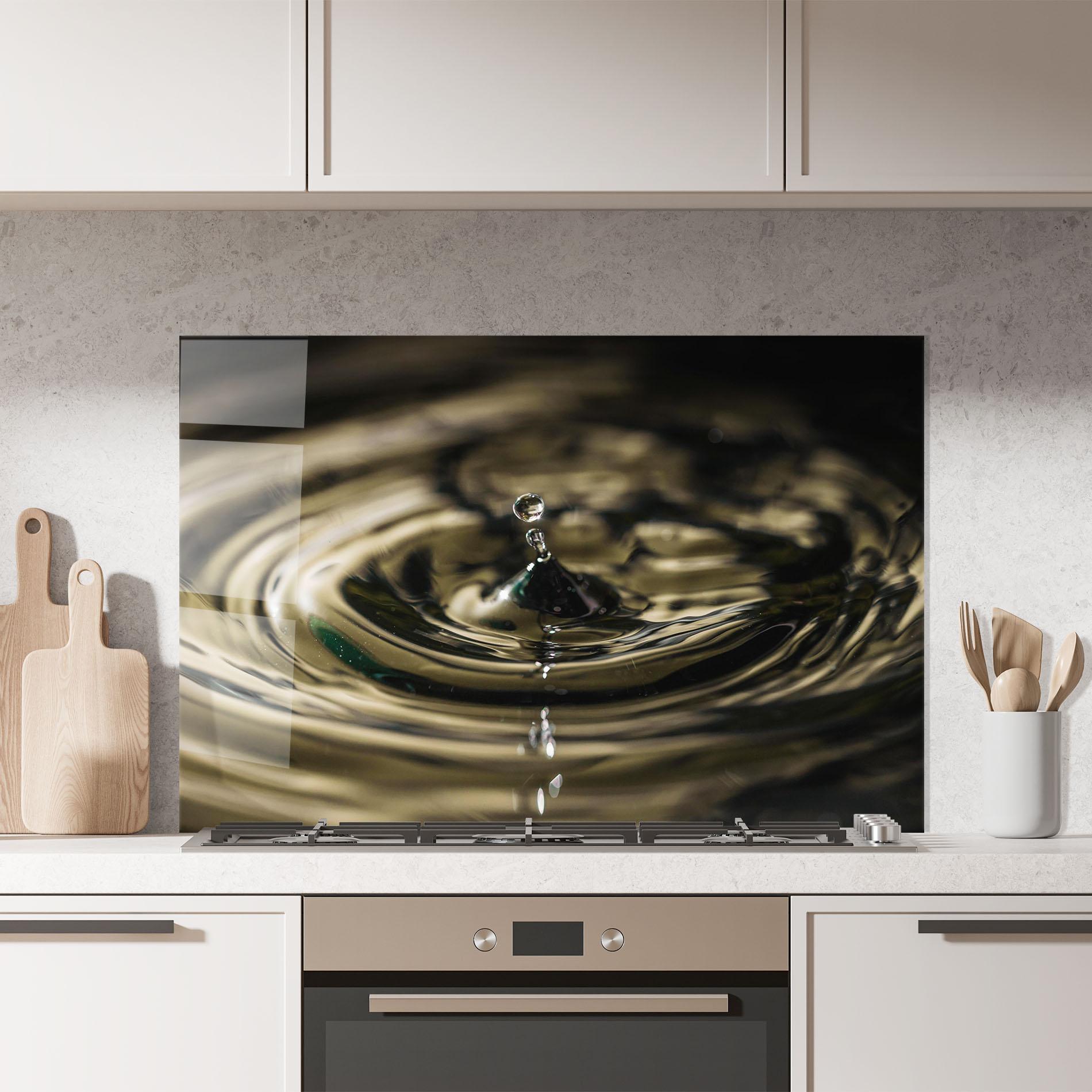 Panou Sticla Bucatarie Brown Water Drop mockup 7