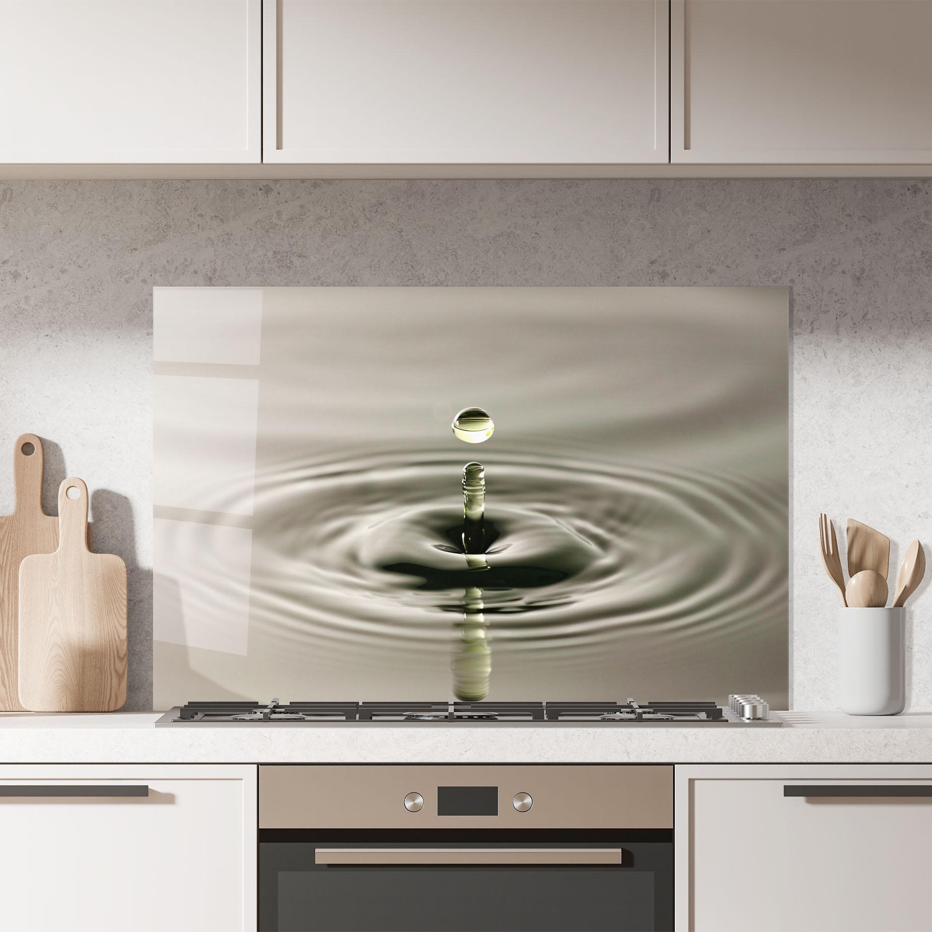 Panou Sticla Bucatarie Green Water Drop mockup 7