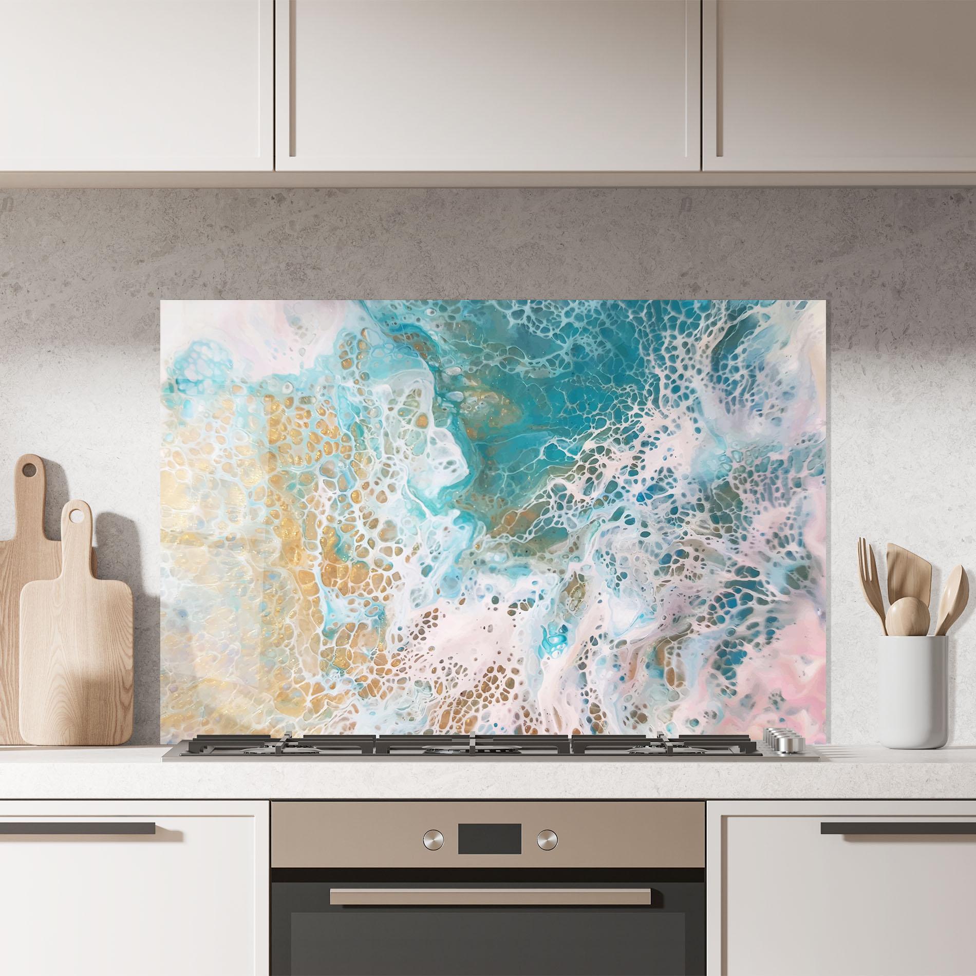 Panou Sticla Bucatarie Ocean Gold Blue mockup 7