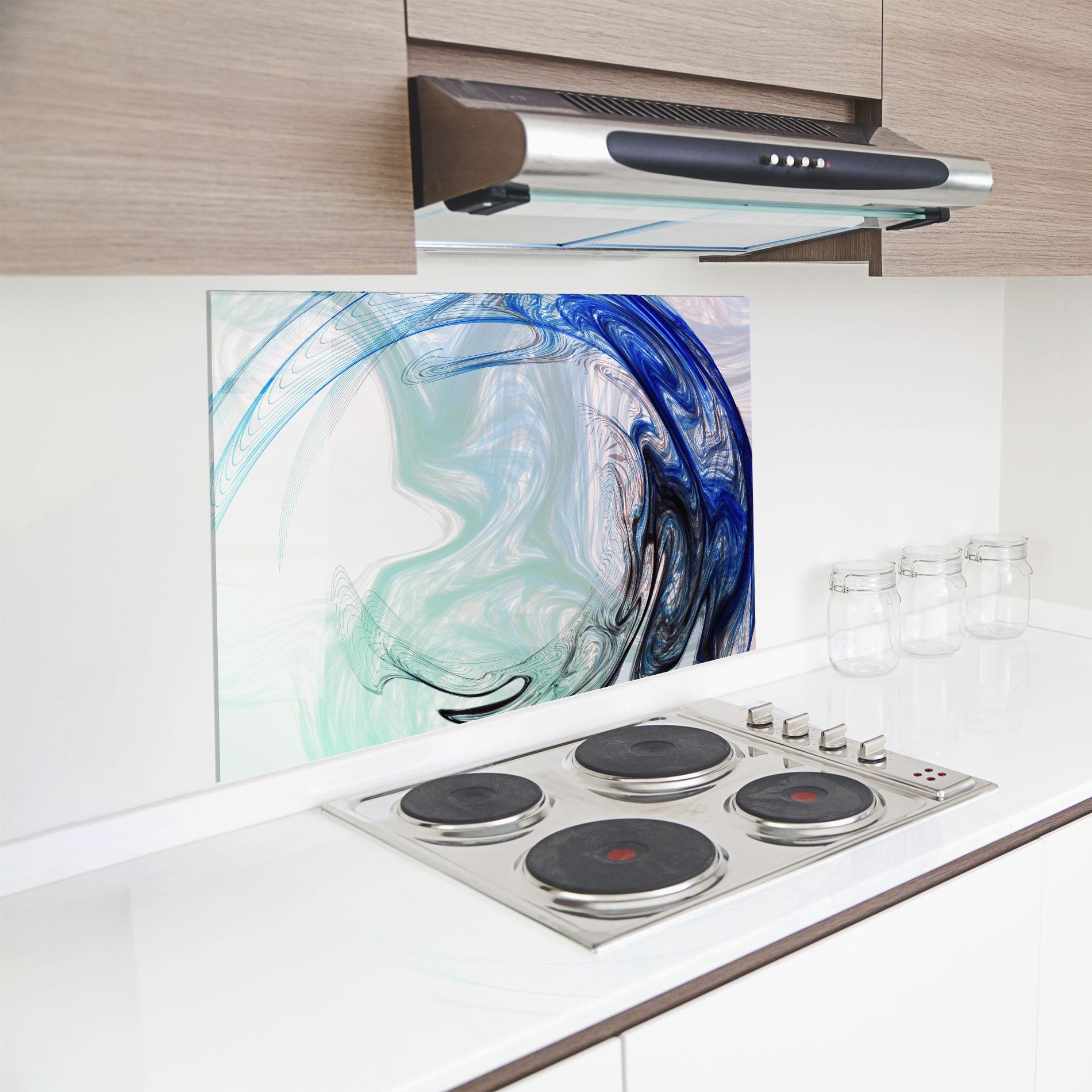 Panou Sticla Bucatarie Blue Black Art mockup 8