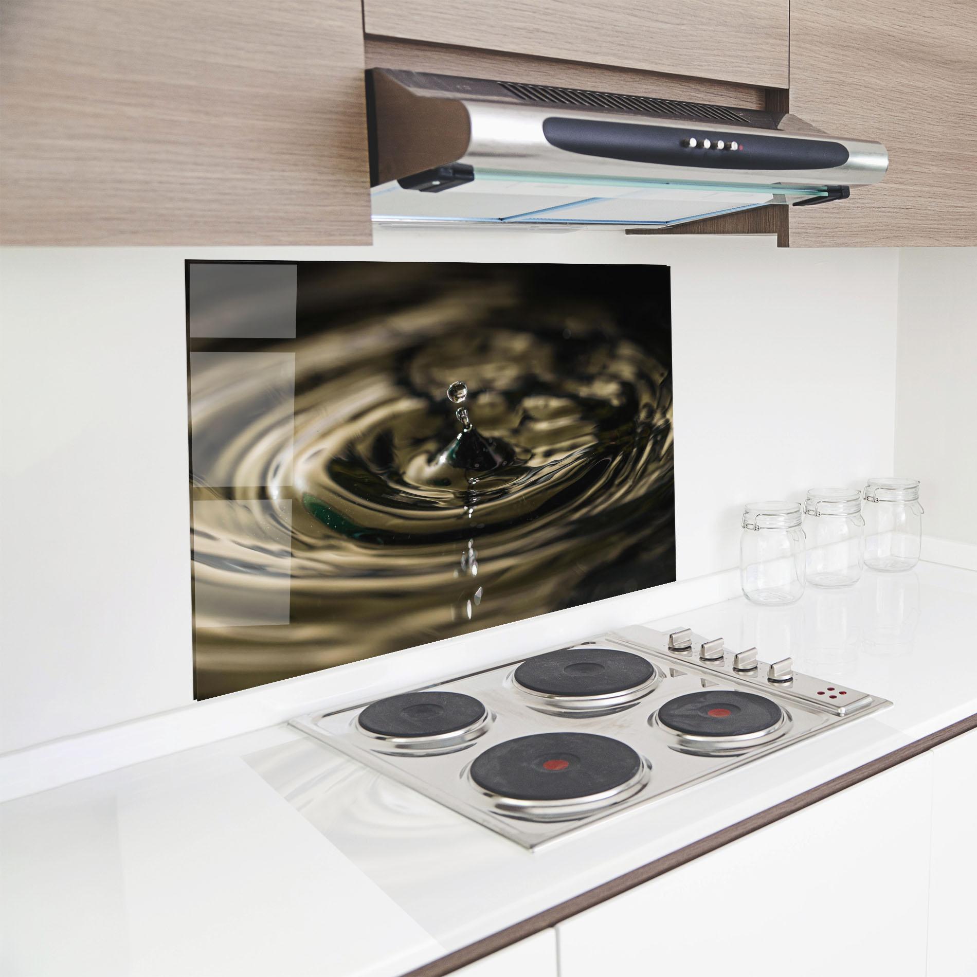 Panou Sticla Bucatarie Brown Water Drop mockup 8