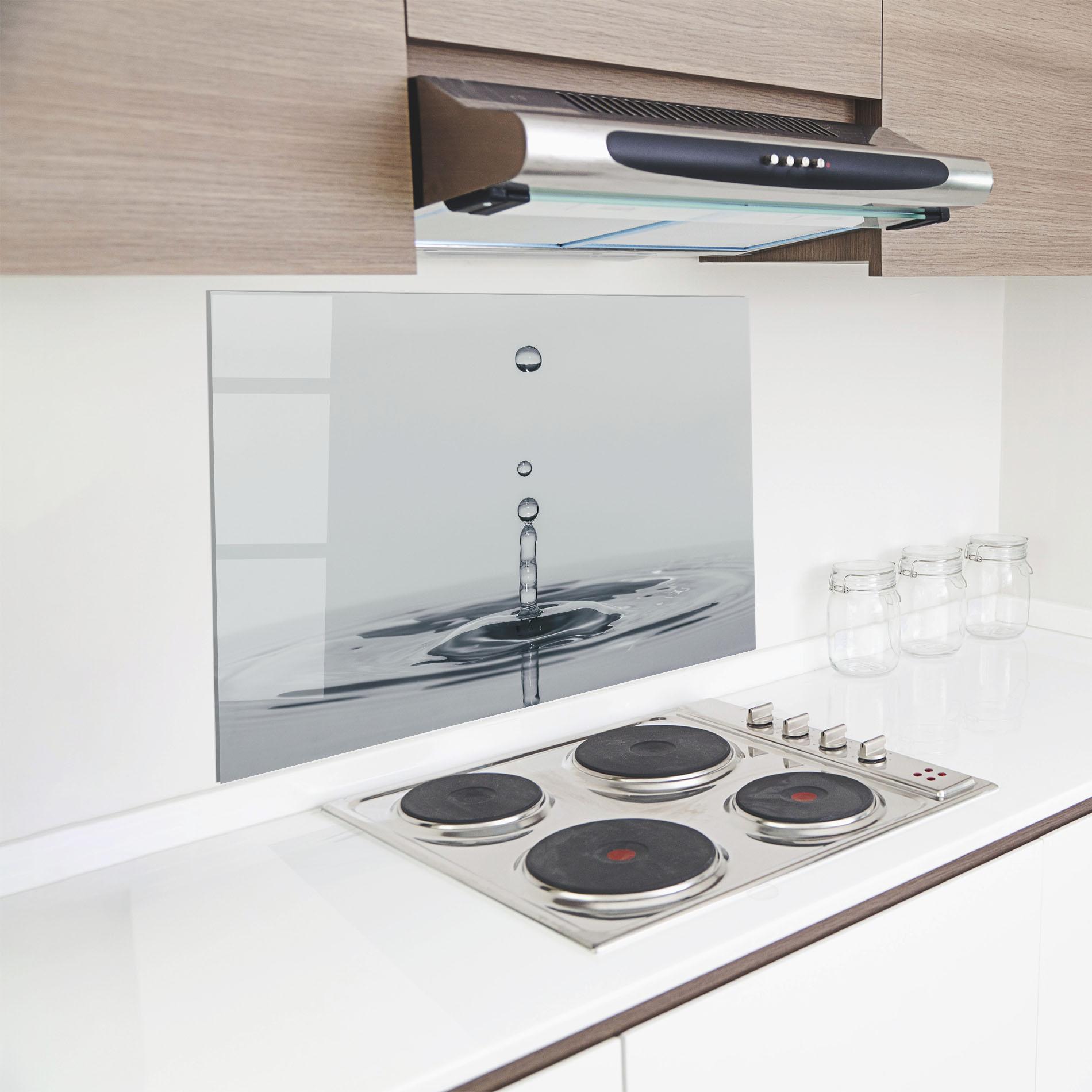 Panou Sticla Bucatarie Grey Water Drop mockup 8