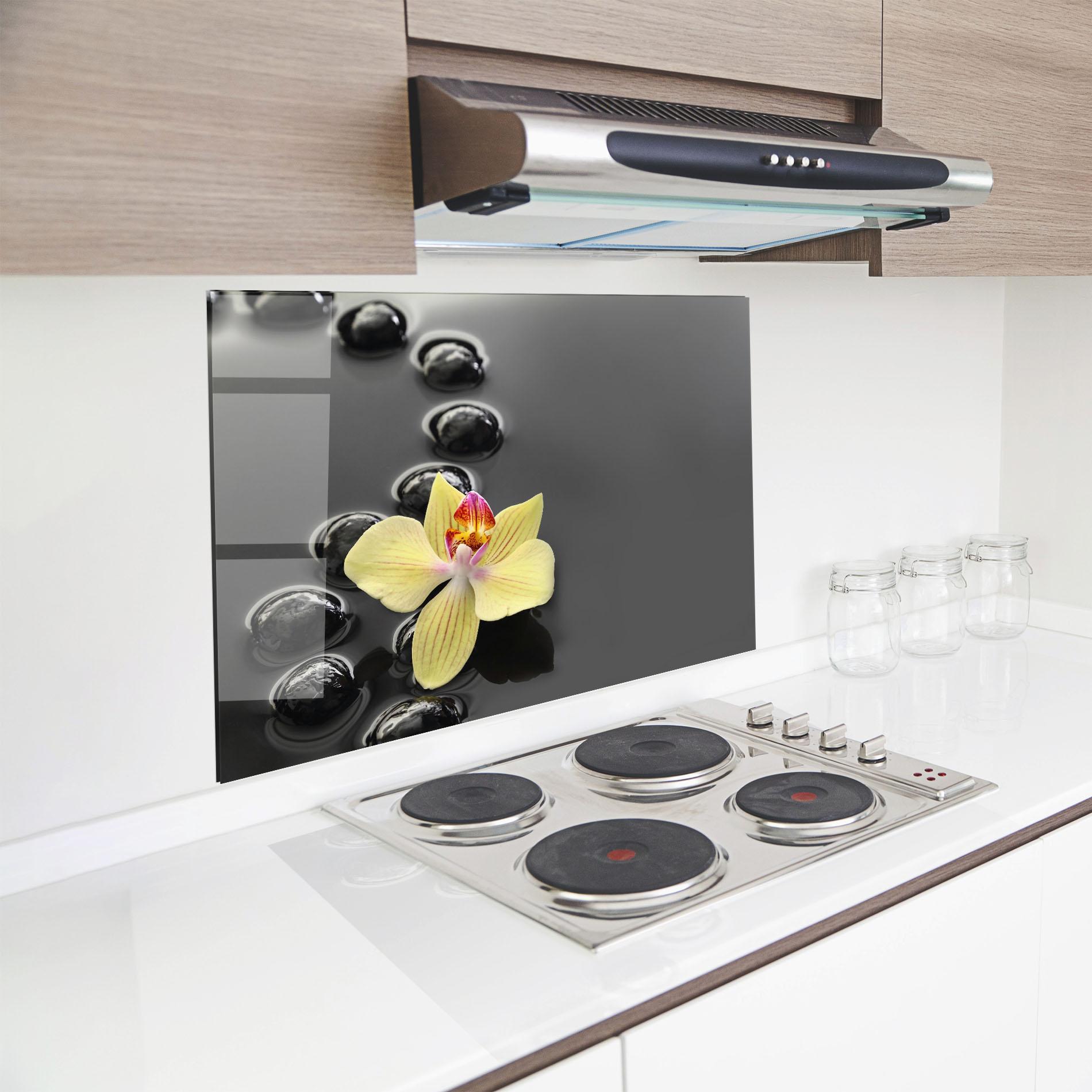 Panou Sticla Bucatarie Orchid In Water mockup 8