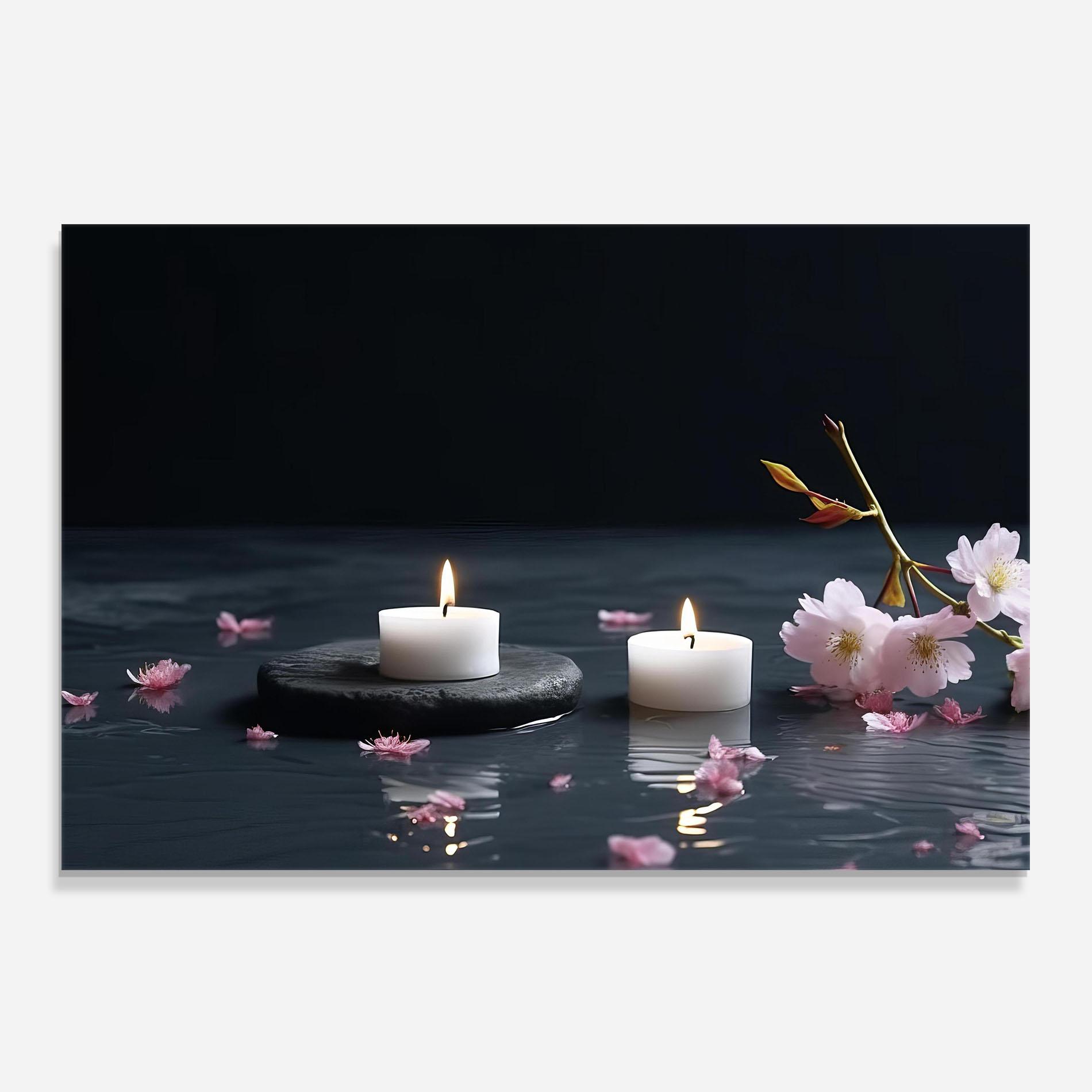 Panou Sticla Bucatarie Spa White Candle mockup 0