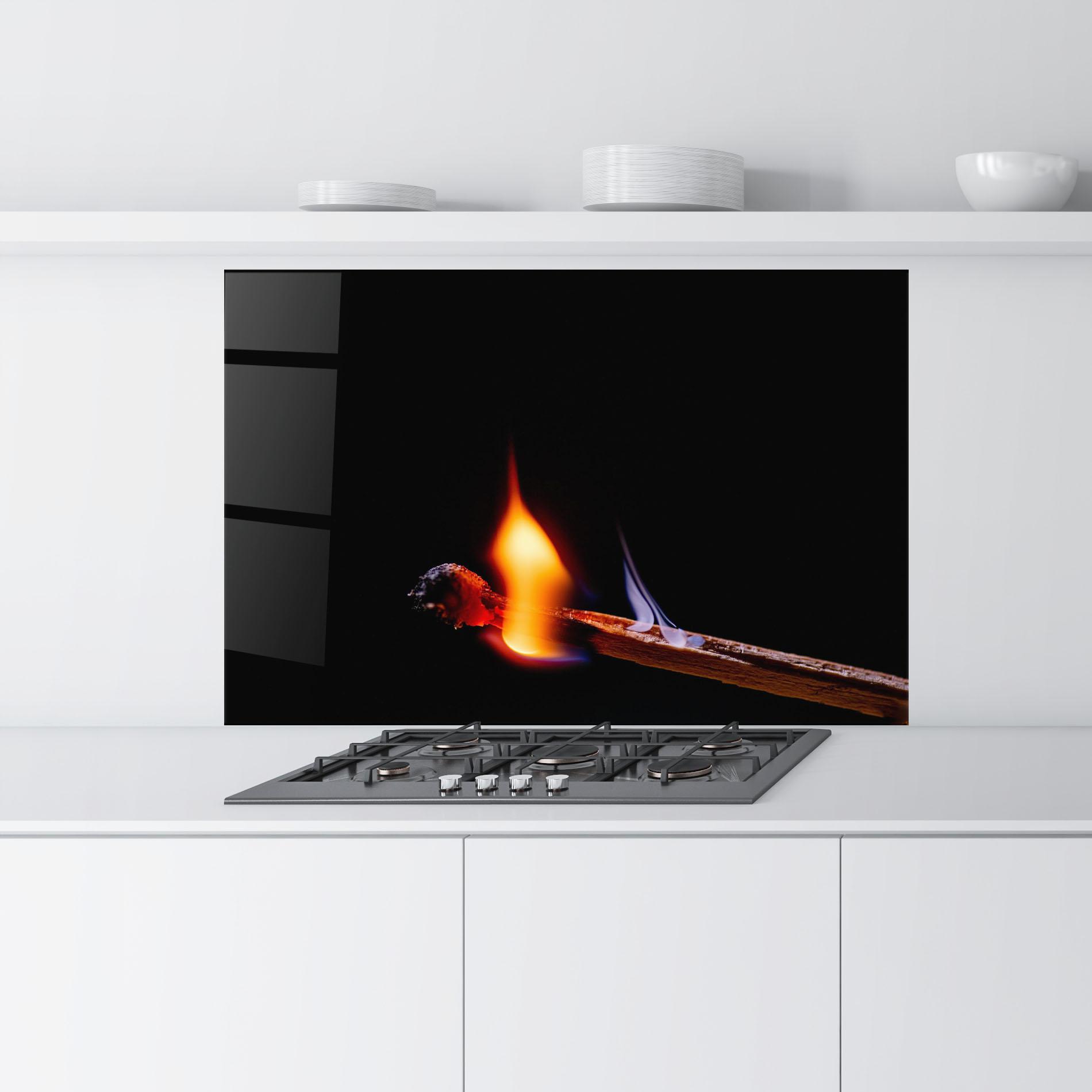 Panou Sticla Bucatarie Burning Matchsticks mockup 9
