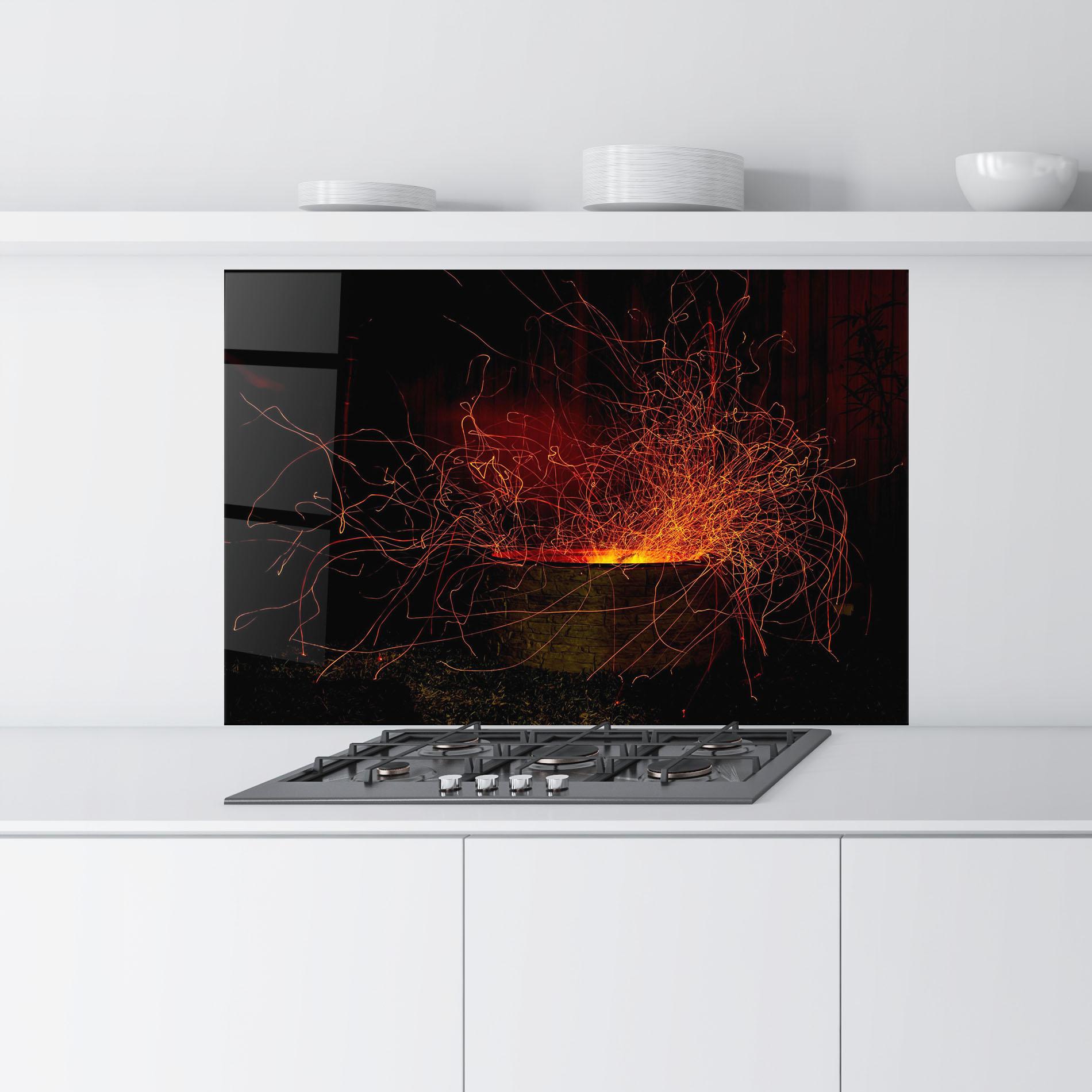 Panou Sticla Bucatarie Fire Drawing Effect mockup 9